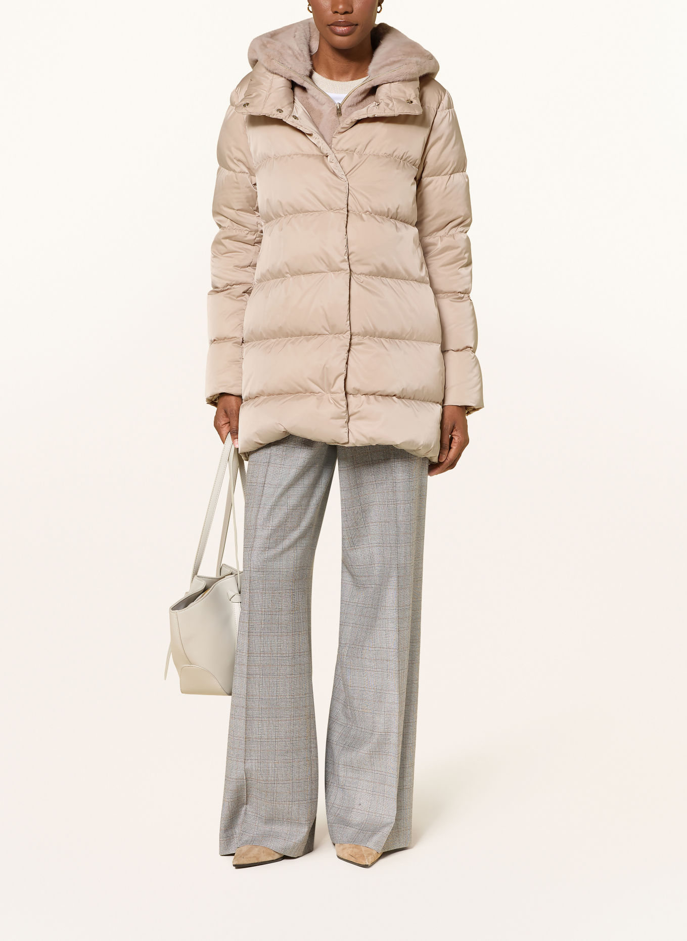 HERNO Donsjas met afneembare kraag: BEIGE