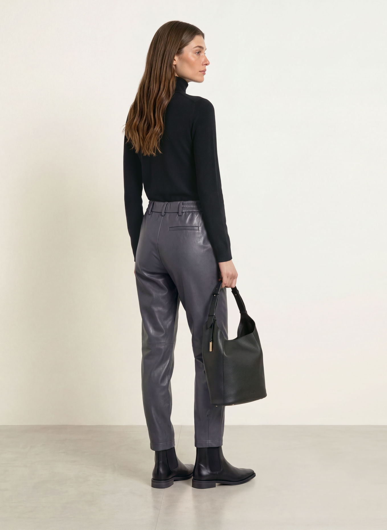 HERNO Leather-look trousers: GRAY