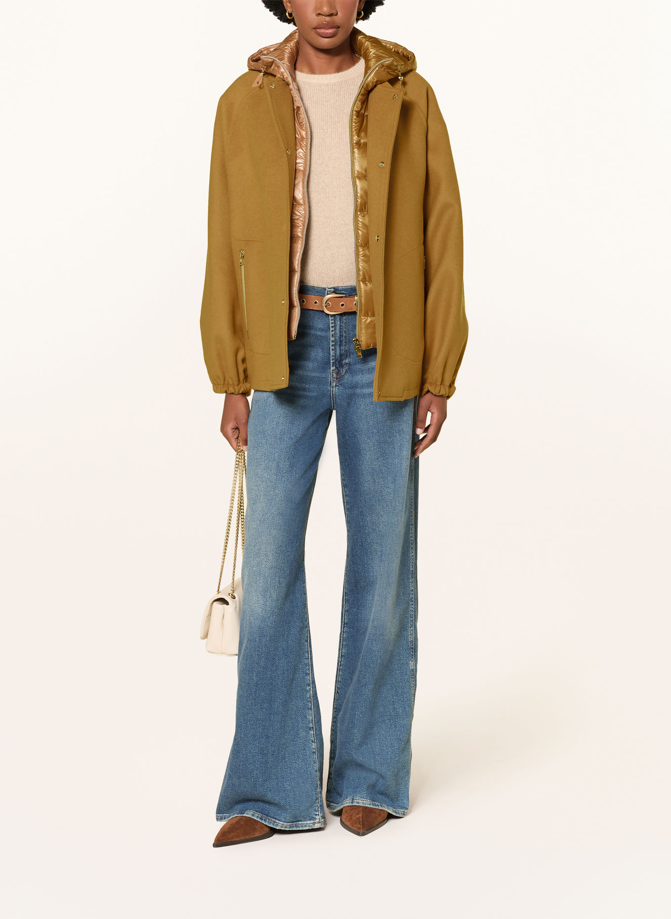 HERNO Blouson mit herausnehmbarer Blende: COGNAC