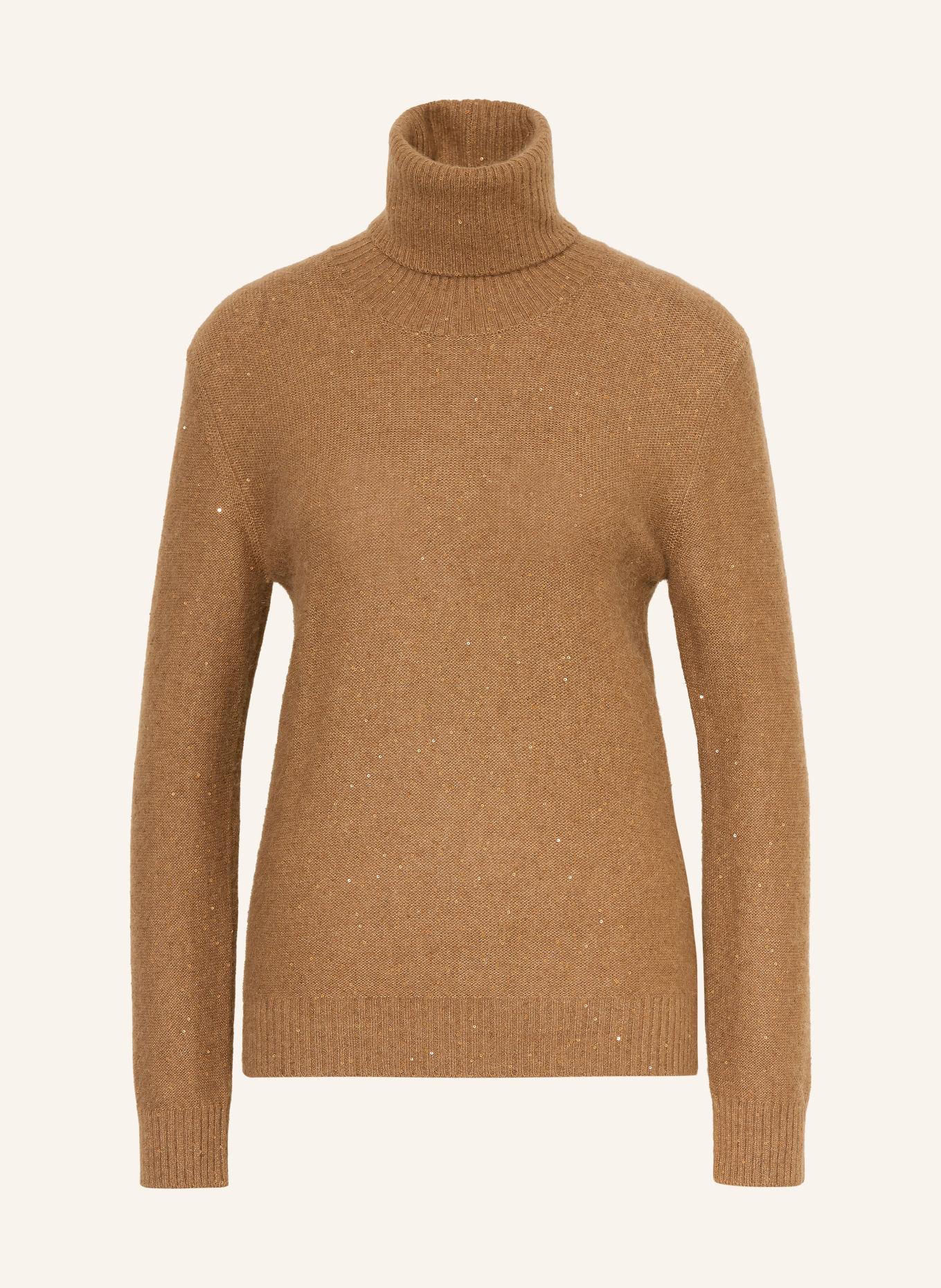 FABIANA FILIPPI Turtleneck sweater with sequins: COGNAC
