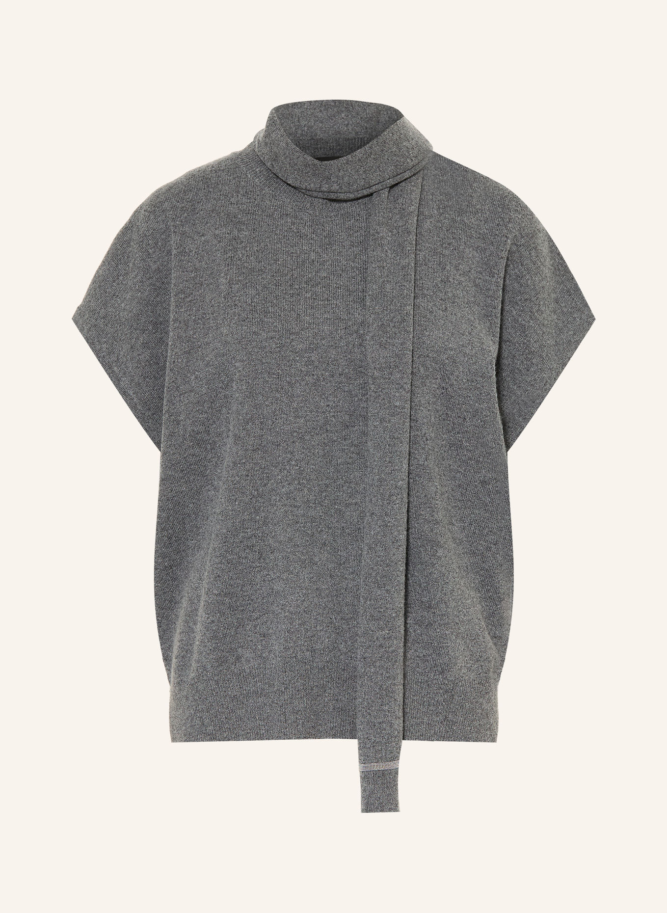 FABIANA FILIPPI Gebreid shirt met merinowol en sierstenen: DONKERGRIJS