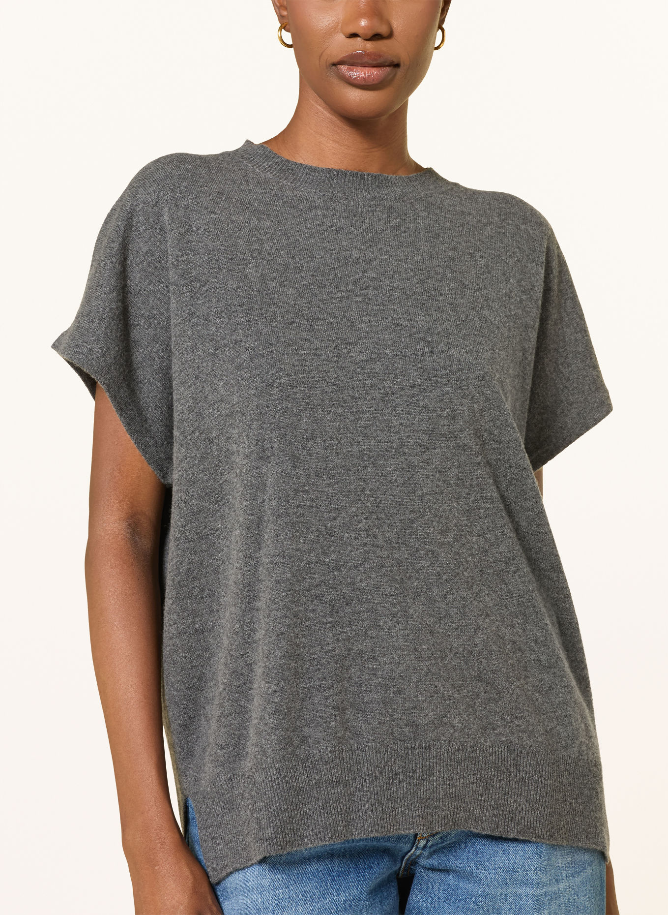 FABIANA FILIPPI Gebreid shirt met merinowol en sierstenen: DONKERGRIJS