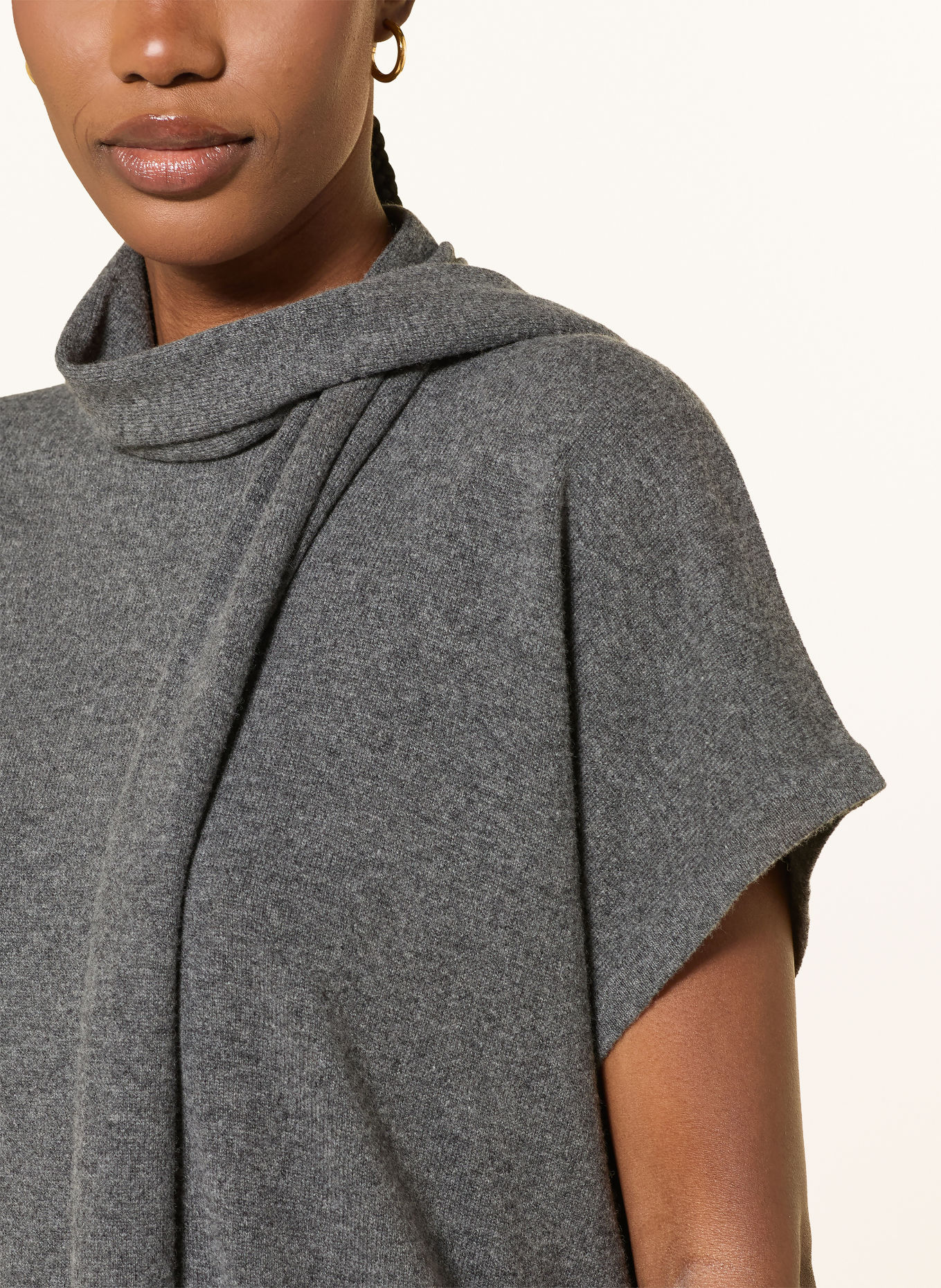 FABIANA FILIPPI Gebreid shirt met merinowol en sierstenen: DONKERGRIJS