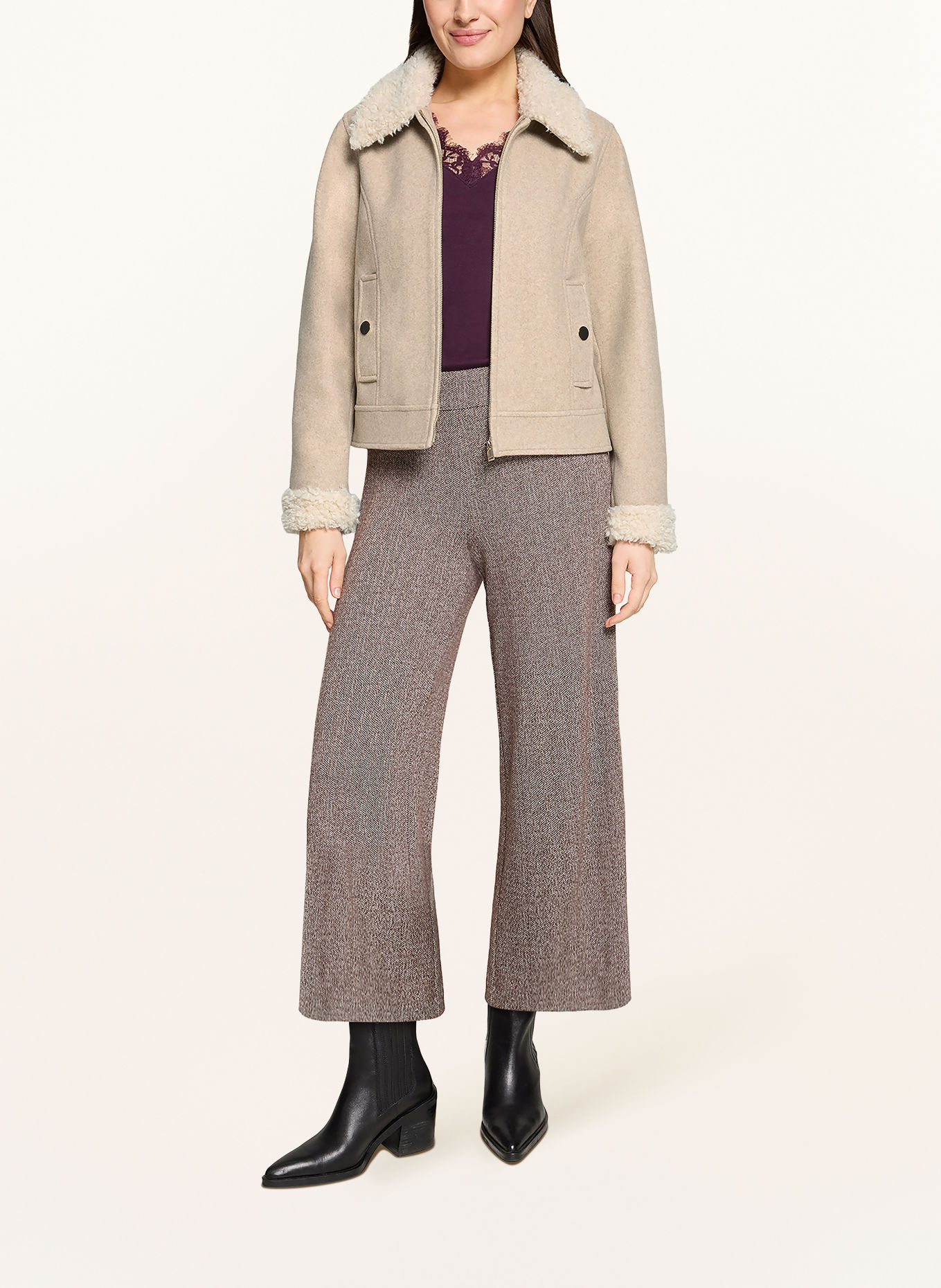 CARTOON Blazer met teddybont: BEIGE / CRÈME