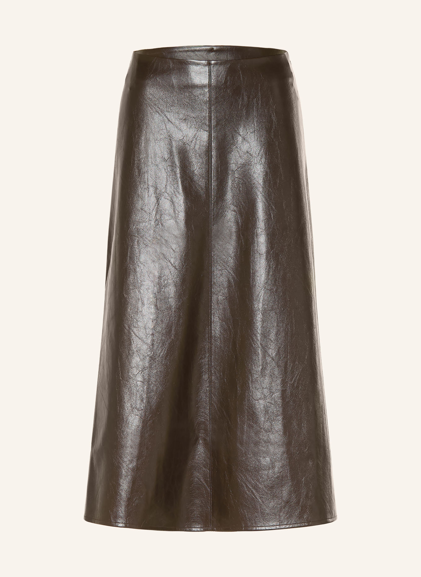CARTOON Faux-leather skirt: DARK BROWN