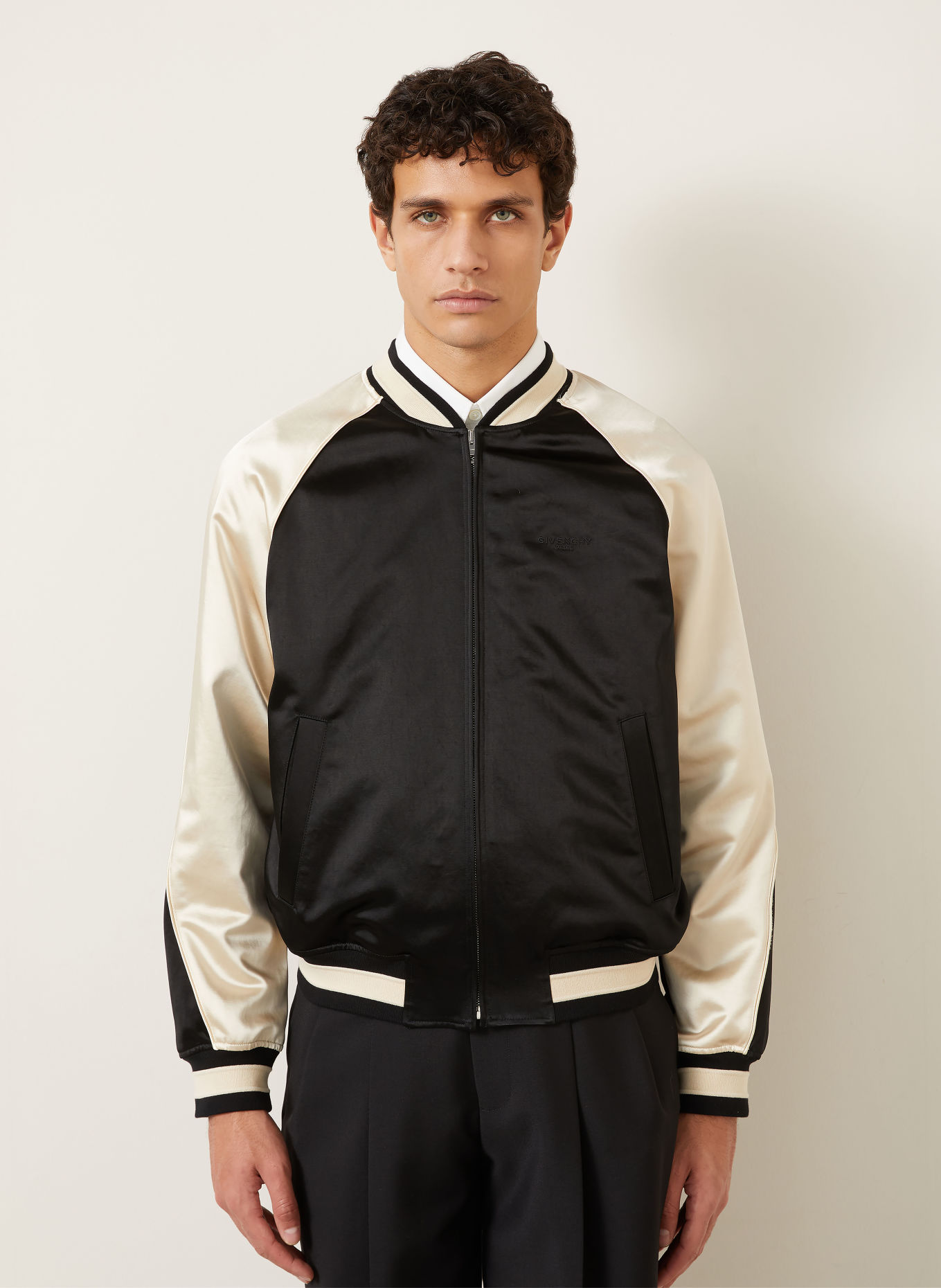 GIVENCHY Bomber jacket: BLACK / CREAM