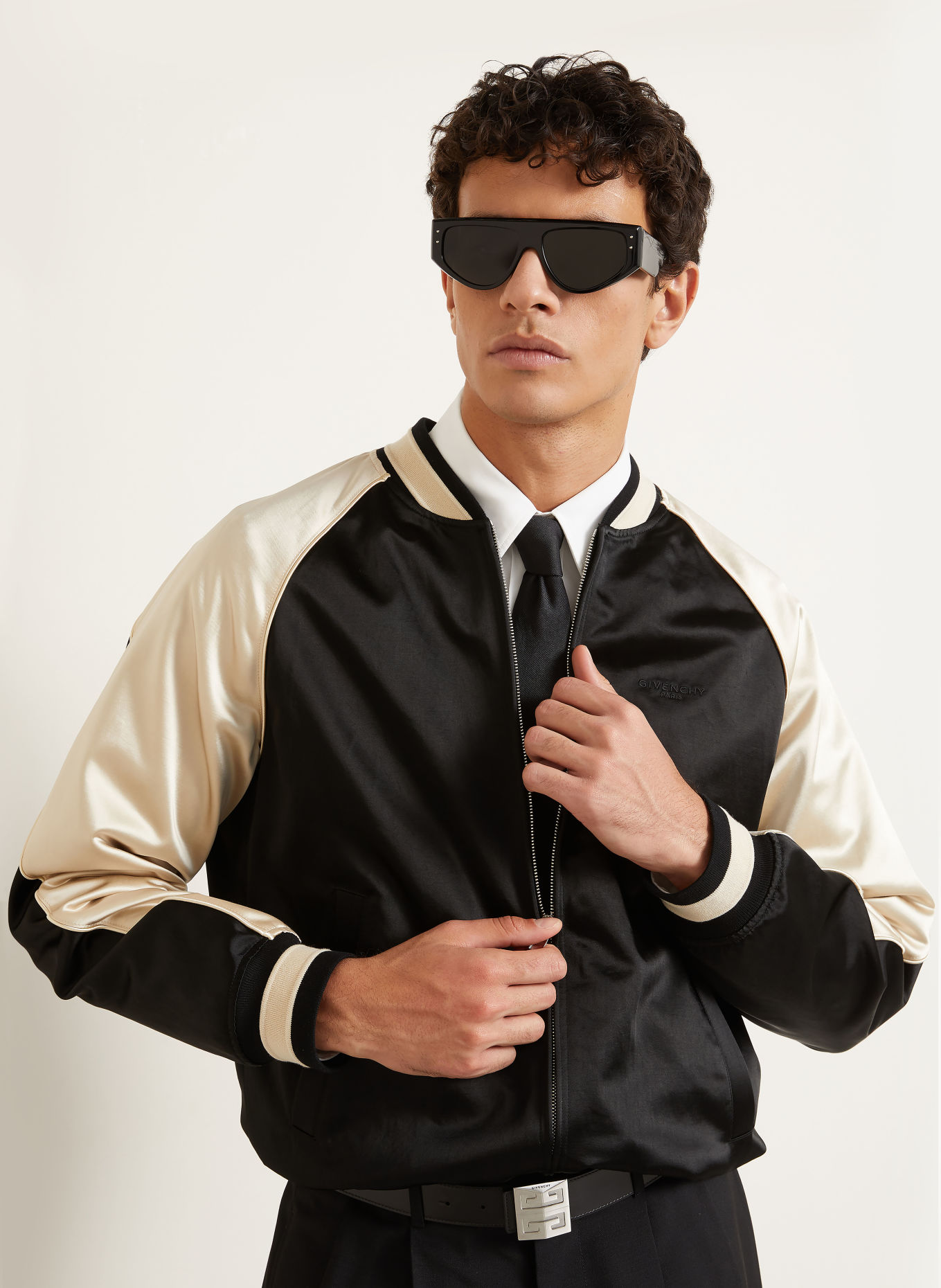 GIVENCHY Bomber jacket: BLACK / CREAM