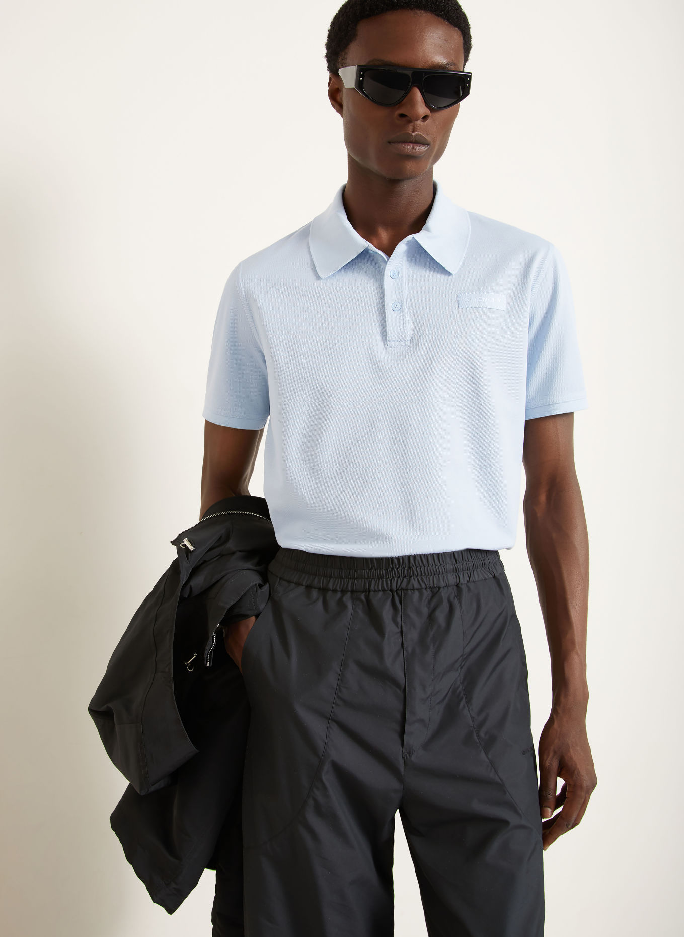 GIVENCHY Piqué-poloshirt, regular fit: LICHTBLAUW