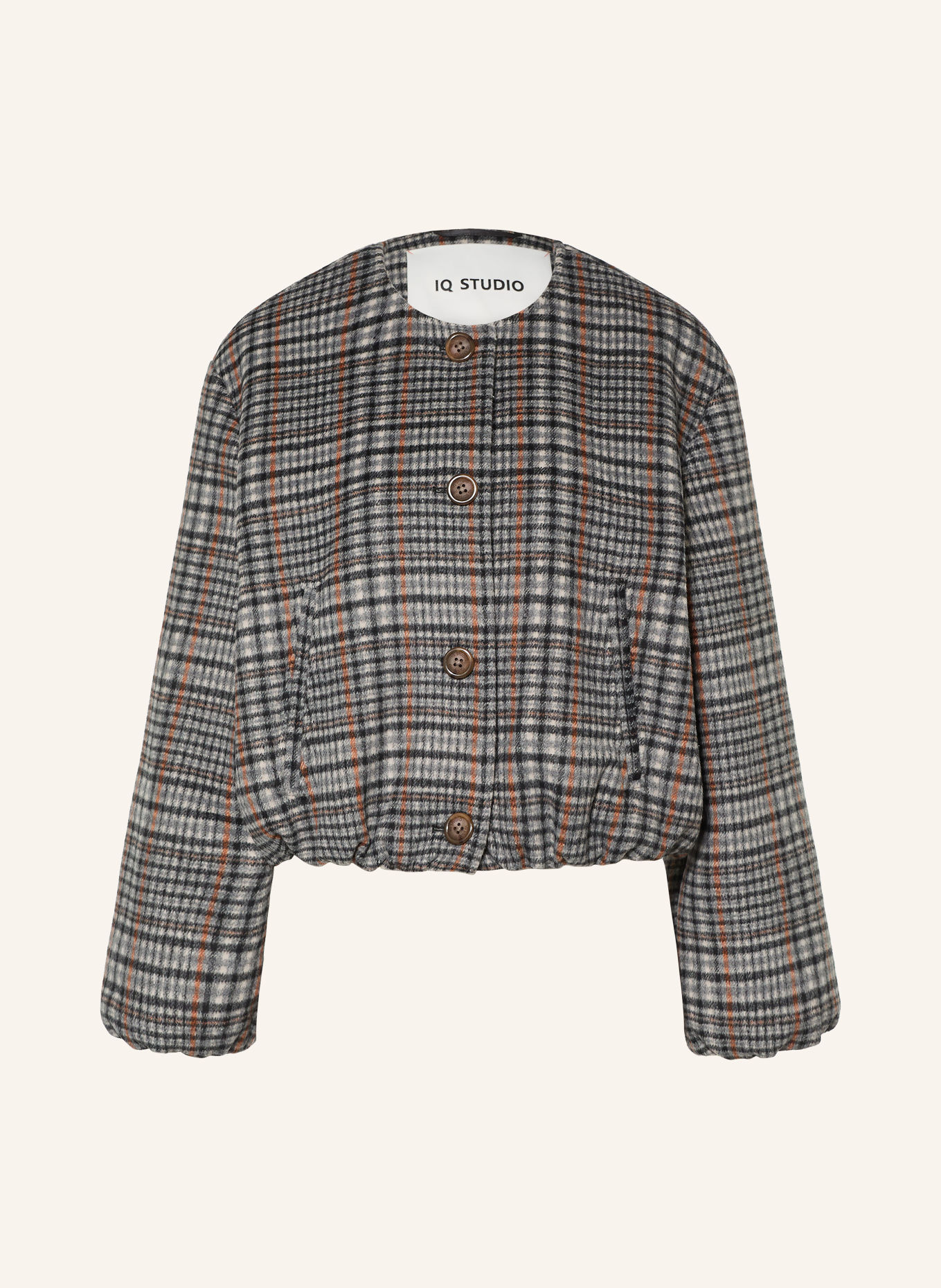 IQ STUDIO Bomber jacket: DARK GRAY / LIGHT GRAY / SALMON