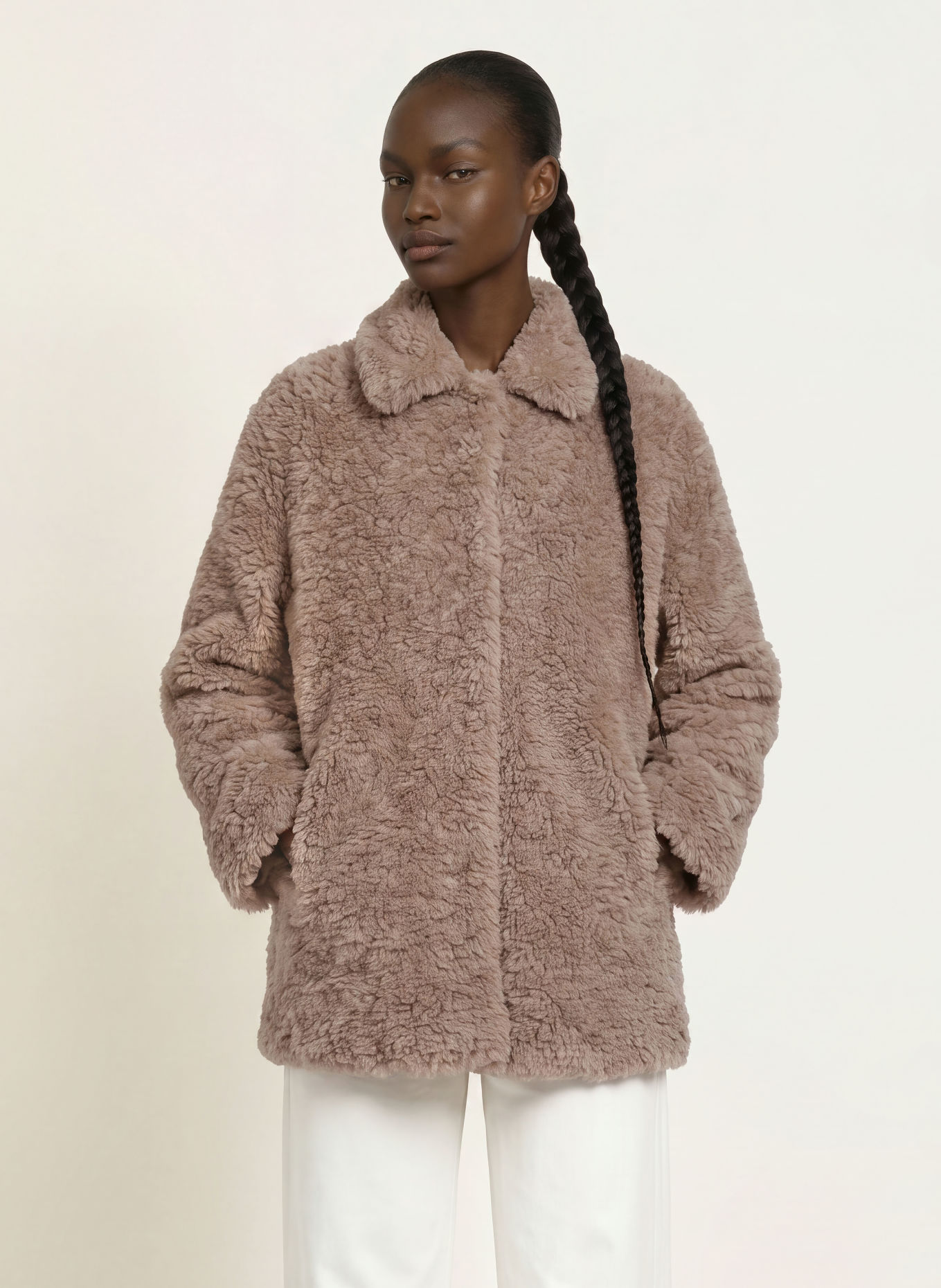 IQ STUDIO Faux Fur Jacket: TAUPE