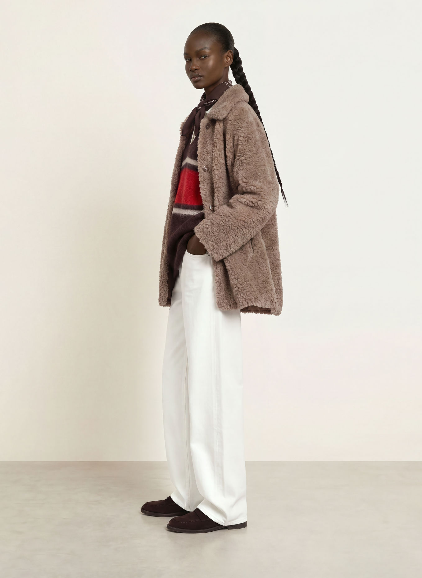 IQ STUDIO Faux Fur Jacket: TAUPE