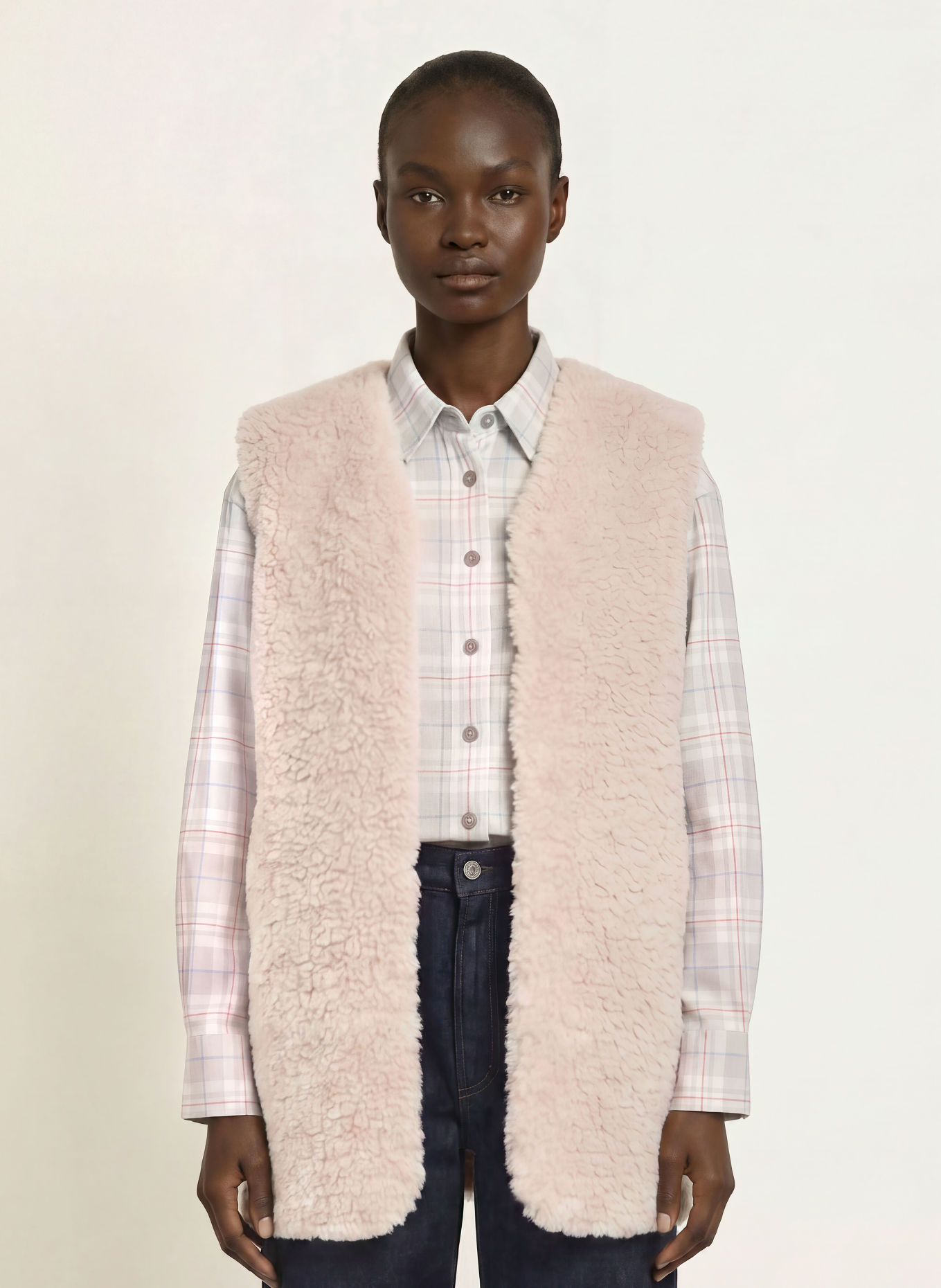 IQ STUDIO Faux Fur Vest: CREAM