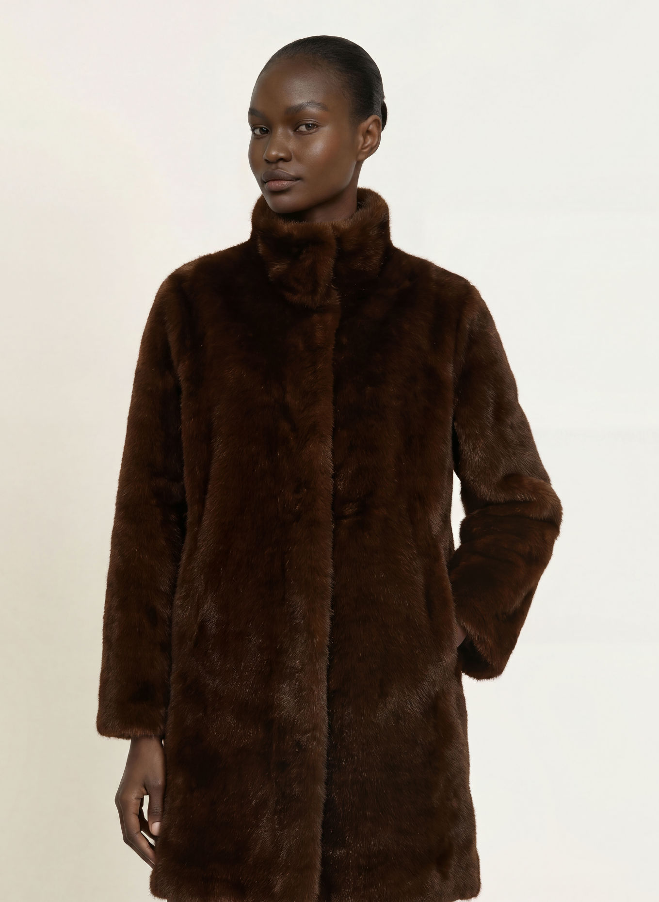 IQ STUDIO Faux Fur Coat: BROWN