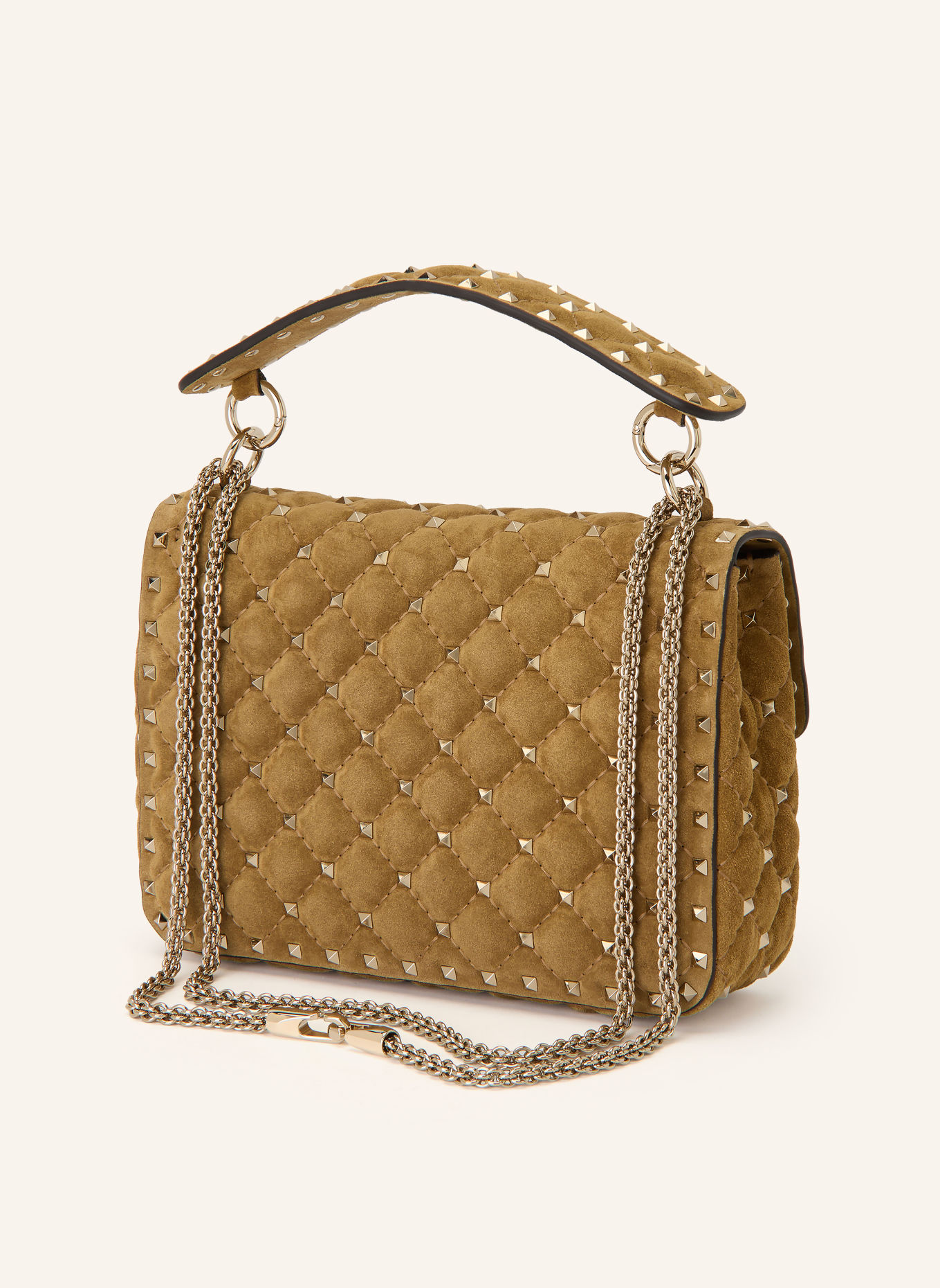 VALENTINO GARAVANI Schoudertas ROCKSTUD SPIKE MEDIUM met studs: BEIGE / GOUD