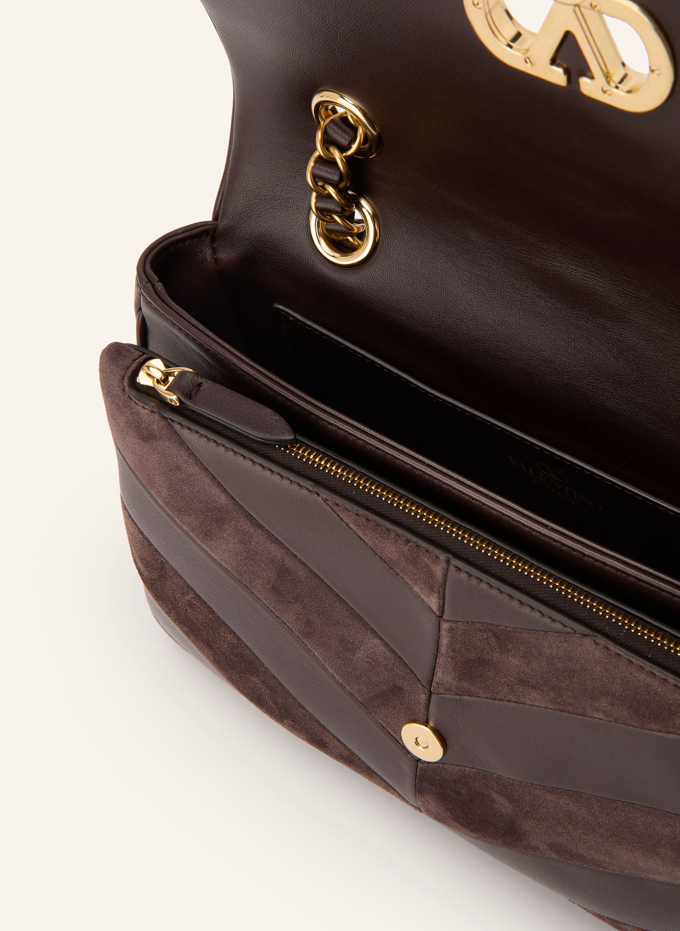VALENTINO GARAVANI Umhängetasche DJUNA MEDIUM: DUNKELBRAUN / GOLD