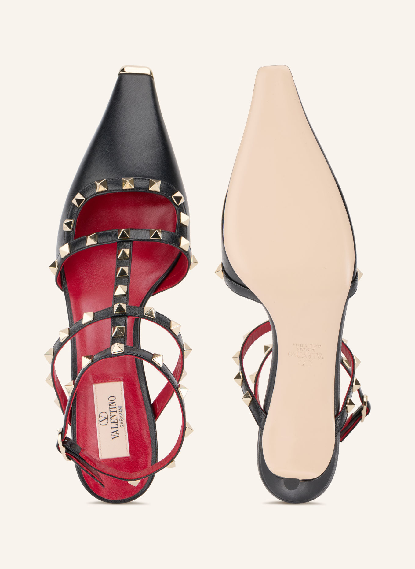 VALENTINO GARAVANI Slingpumps ROCKSTUD mit Nieten: SCHWARZ / GOLD