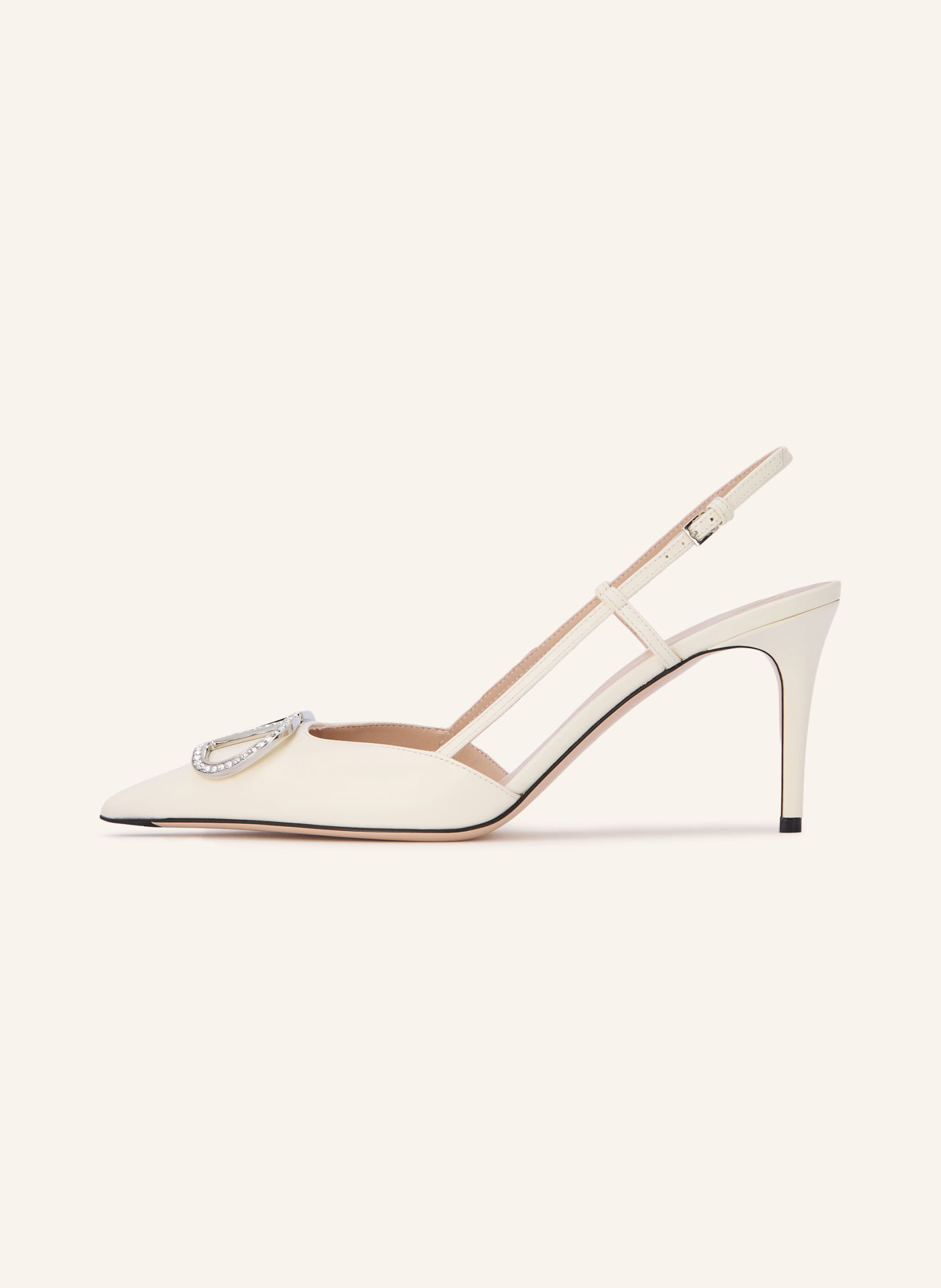 VALENTINO GARAVANI VLOGO SIGNATURE Slingback pumps with Rhinestones: WHITE