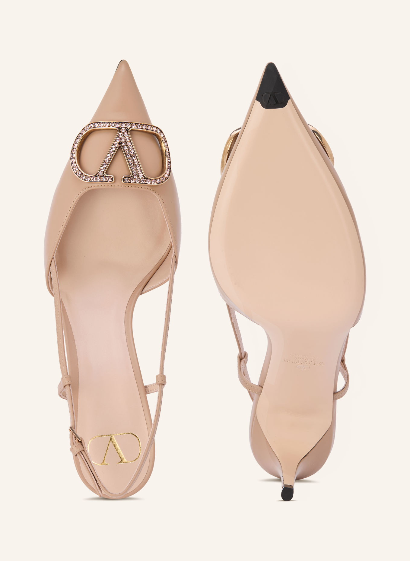 VALENTINO GARAVANI VLOGO SIGNATURE Slingback pumps with Rhinestones: ROSE