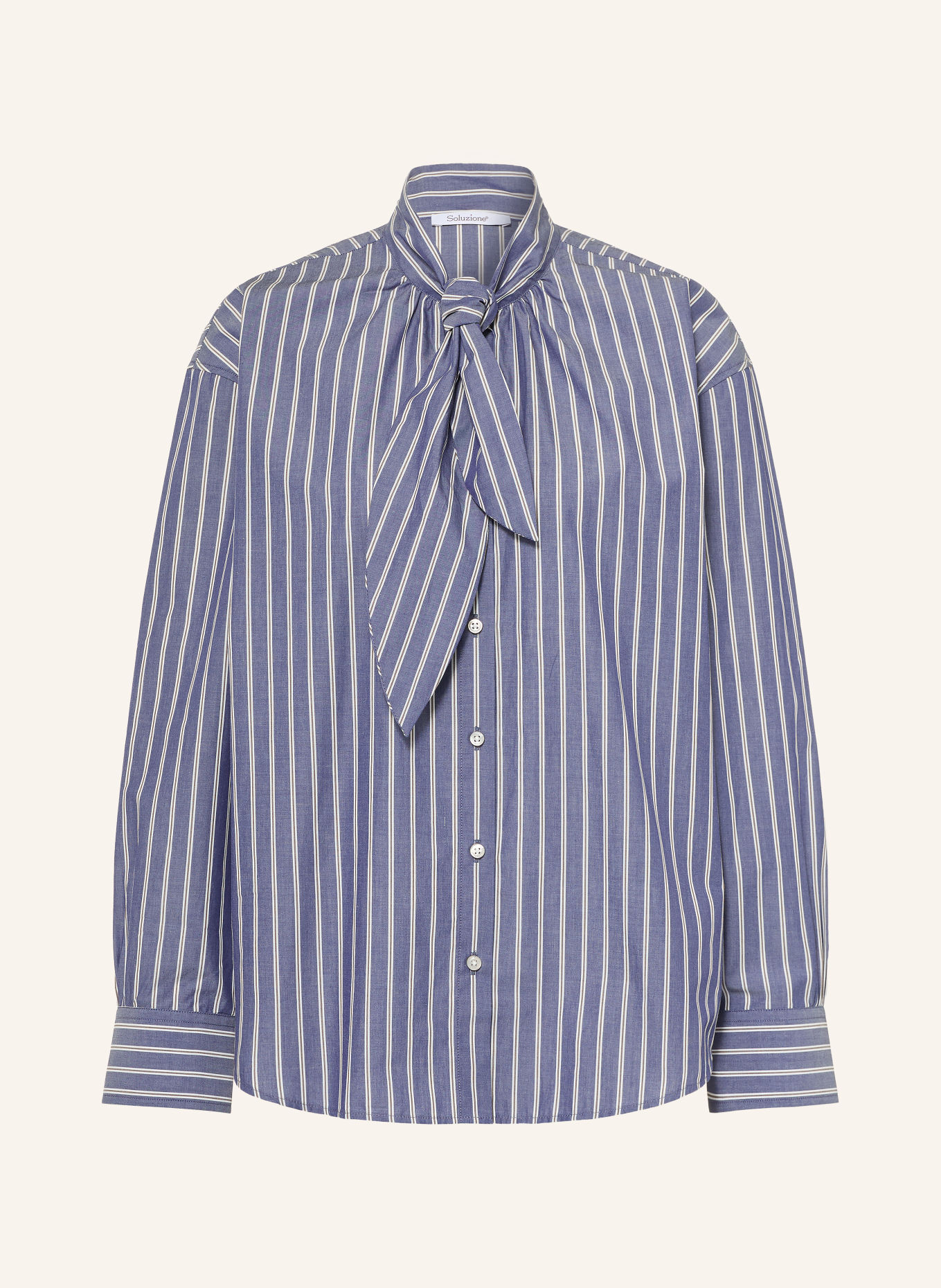 Soluzione Strikblouse: BLAUW / BEIGE / WIT