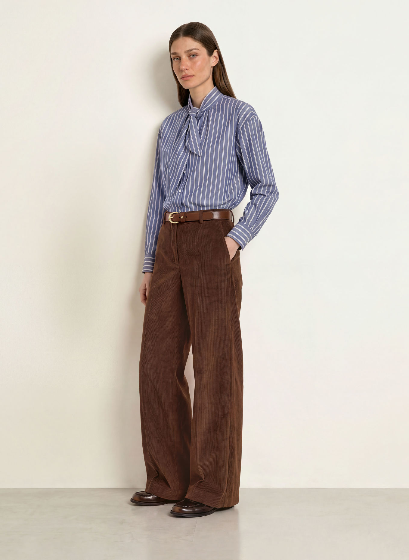 Soluzione Strikblouse: BLAUW / BEIGE / WIT