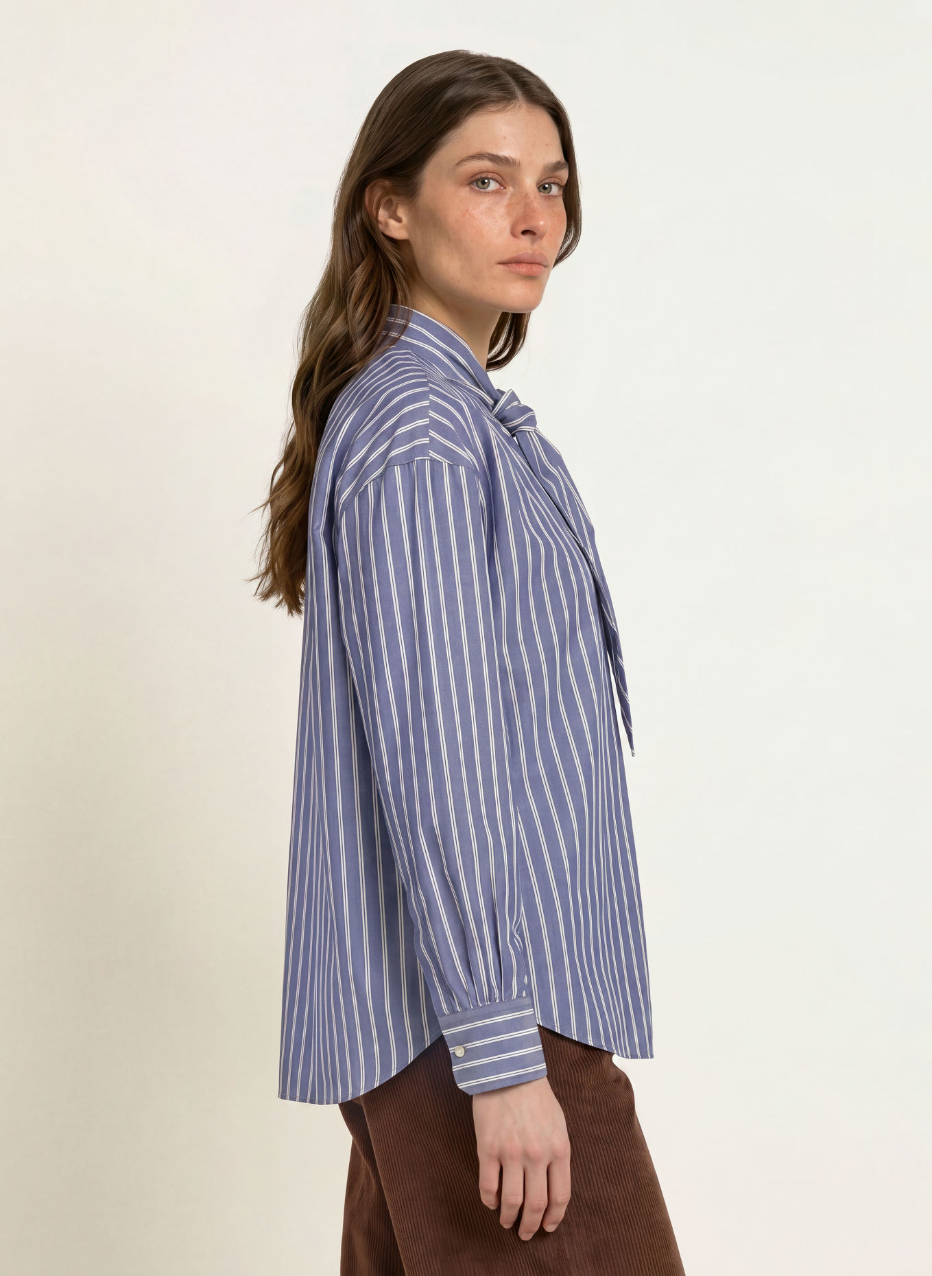 Soluzione Strikblouse: BLAUW / BEIGE / WIT