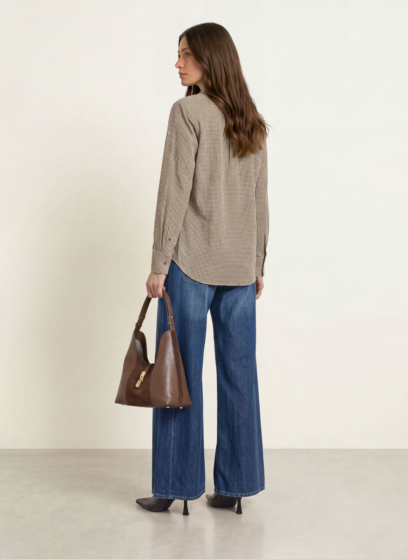 Soluzione Tie-neck blouse: BROWN / LIGHT BROWN / BLACK