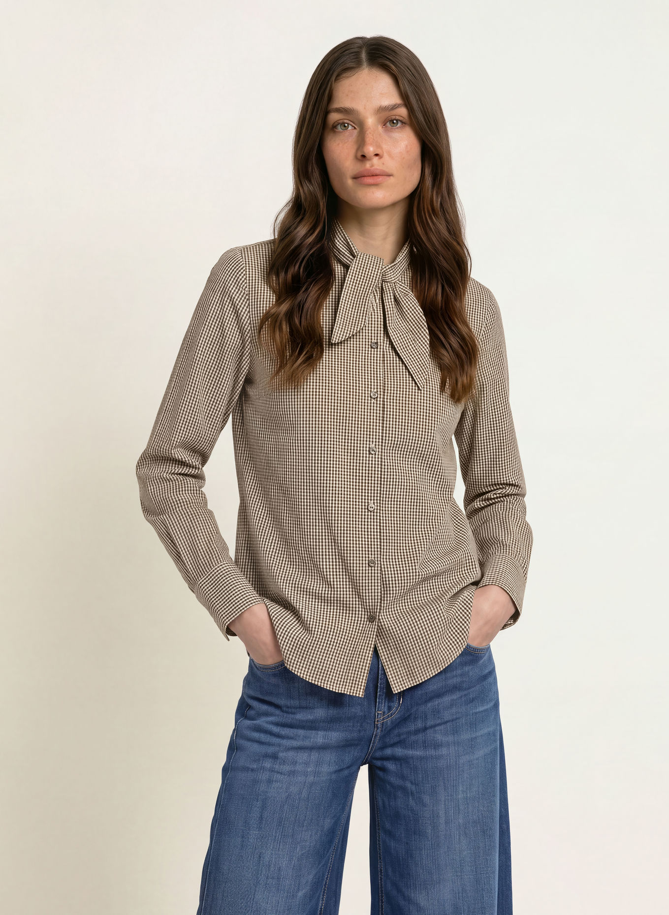 Soluzione Tie-neck blouse: BROWN / LIGHT BROWN / BLACK