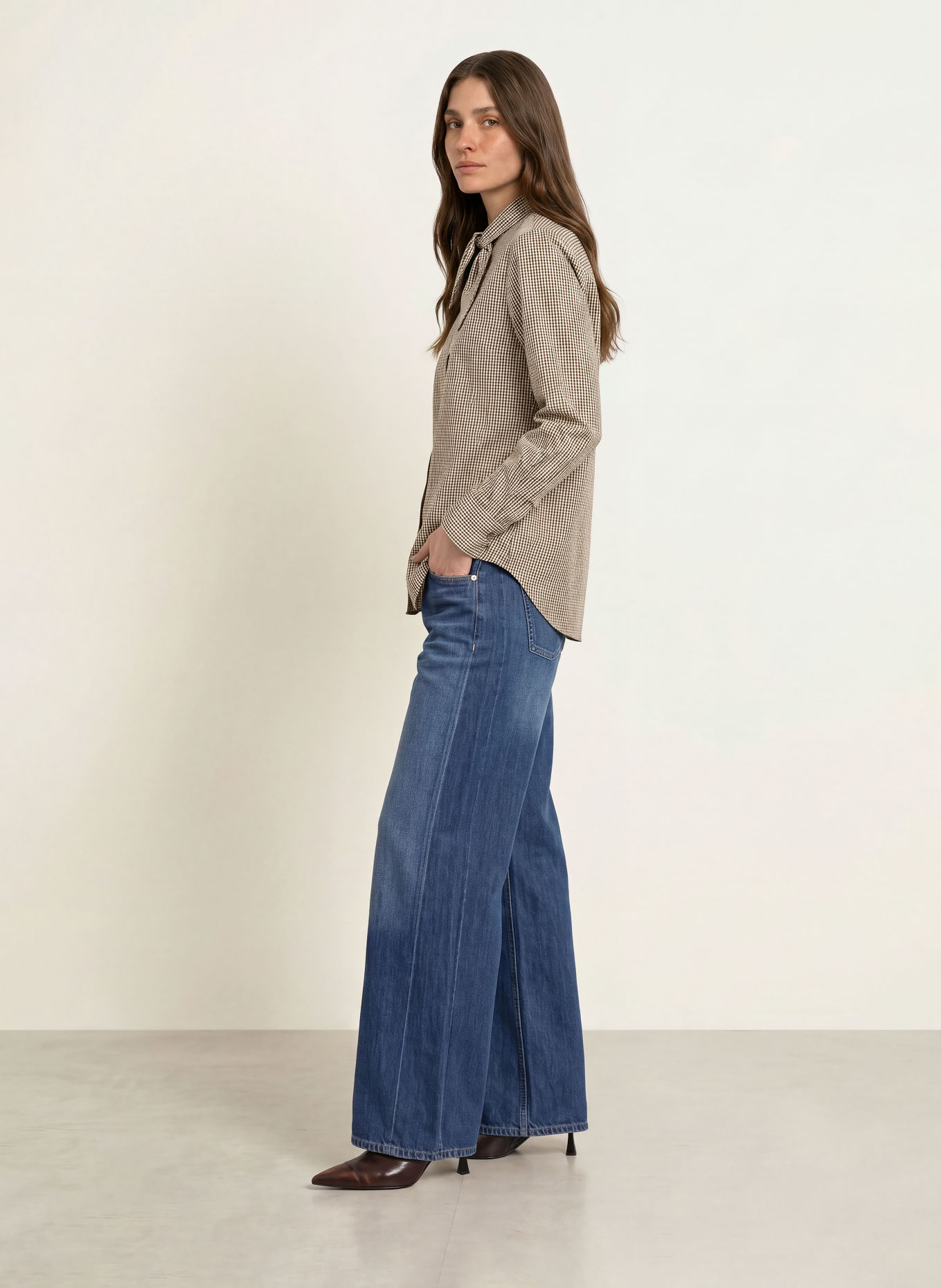 Soluzione Tie-neck blouse: BROWN / LIGHT BROWN / BLACK