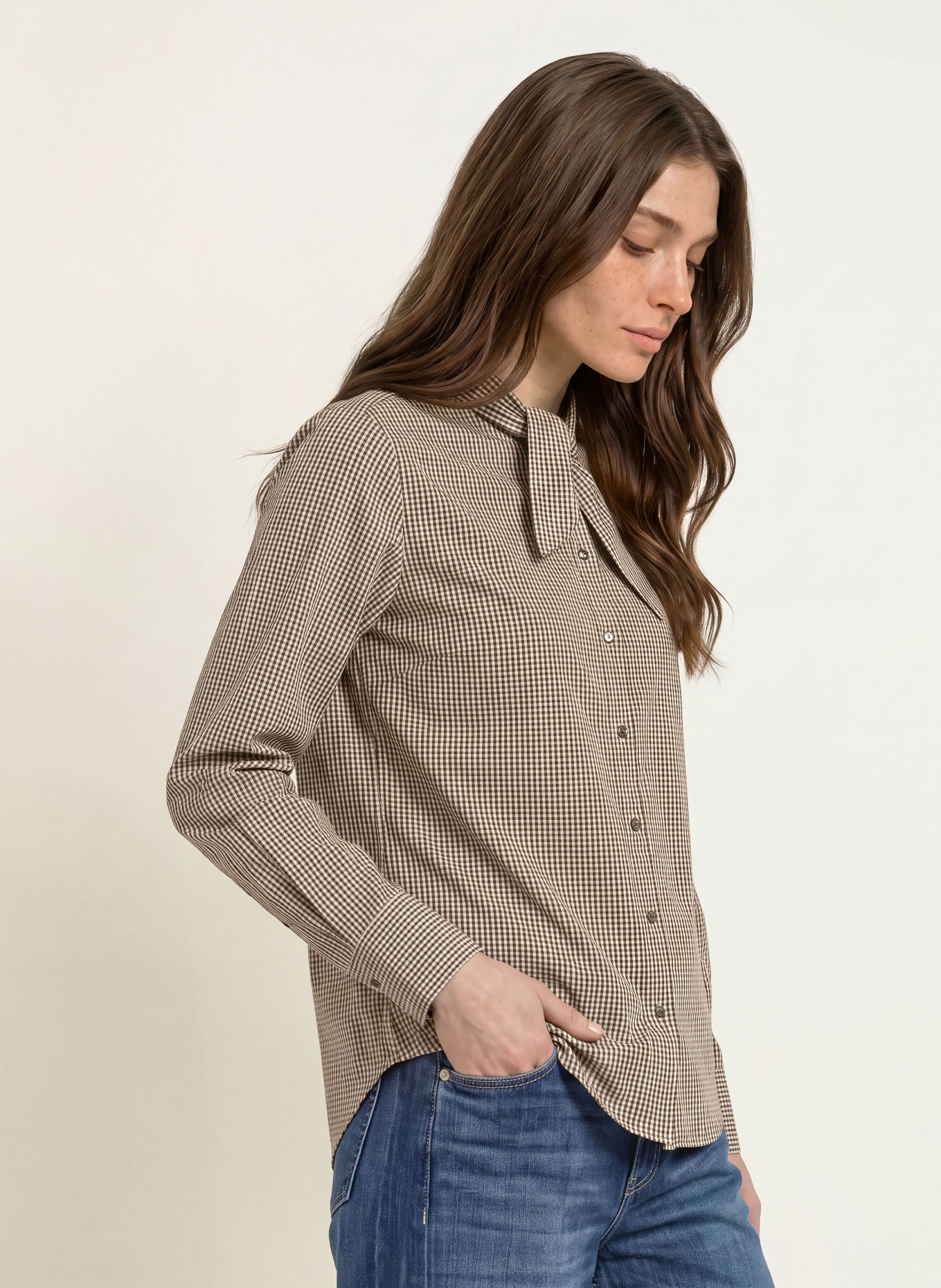 Soluzione Tie-neck blouse: BROWN / LIGHT BROWN / BLACK