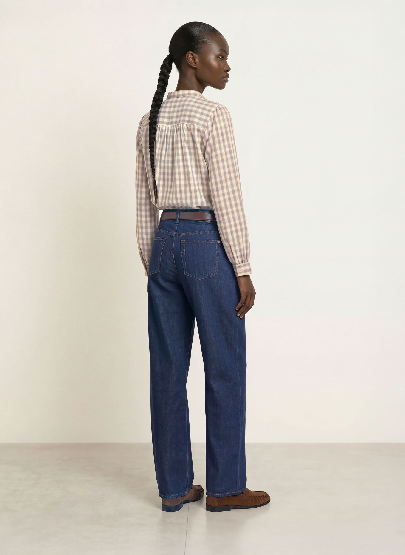 Soluzione Chemisier en flanelle: CRÈME / GRIS FONCÉ / JAUNE FONCÉ