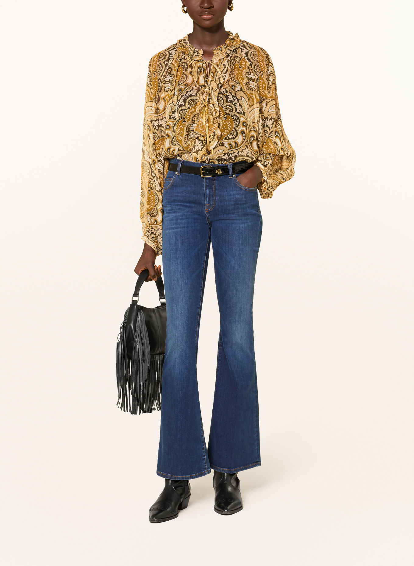 Grace VENICE Blouse with Ruffles: LIGHT BROWN / CAMEL / DARK BROWN