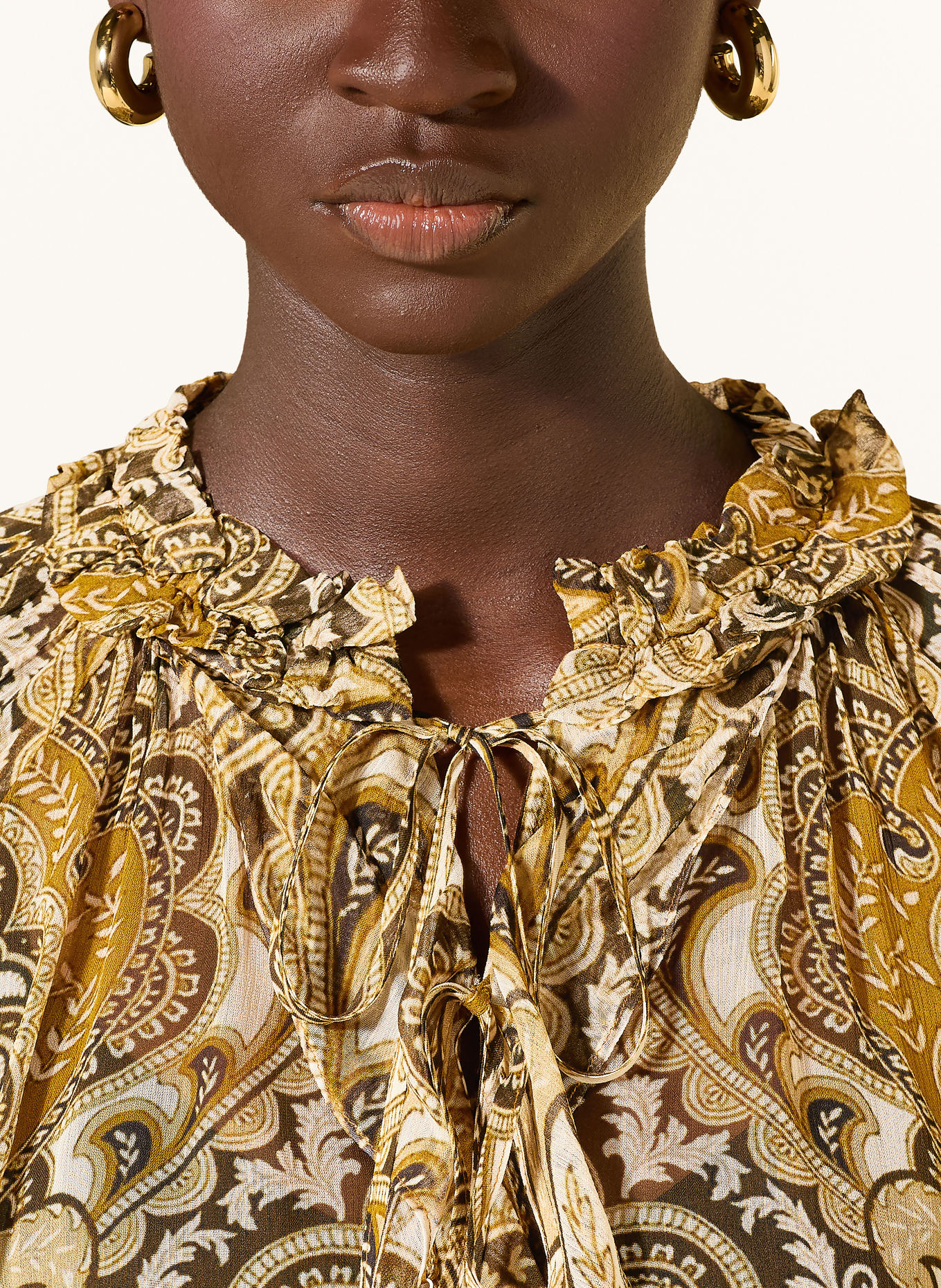 Grace VENICE Blouse with Ruffles: LIGHT BROWN / CAMEL / DARK BROWN