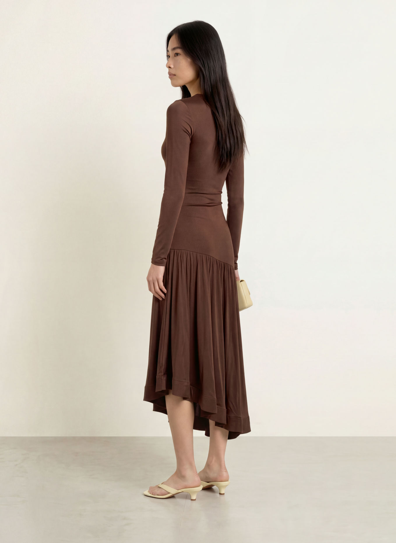 MALINA LIONELLE Jersey Evening Dress: DARK BROWN