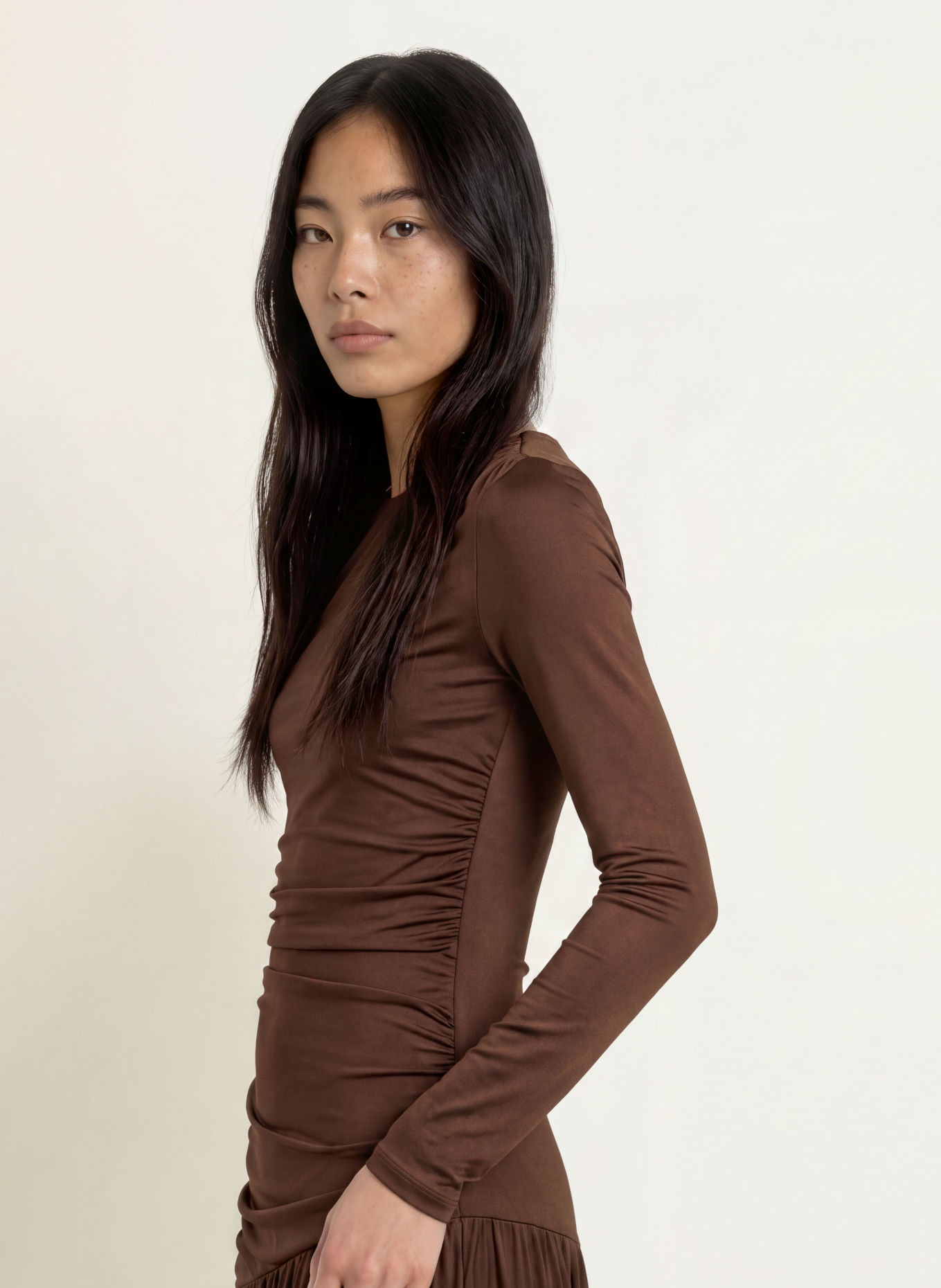 MALINA LIONELLE Jersey Evening Dress: DARK BROWN