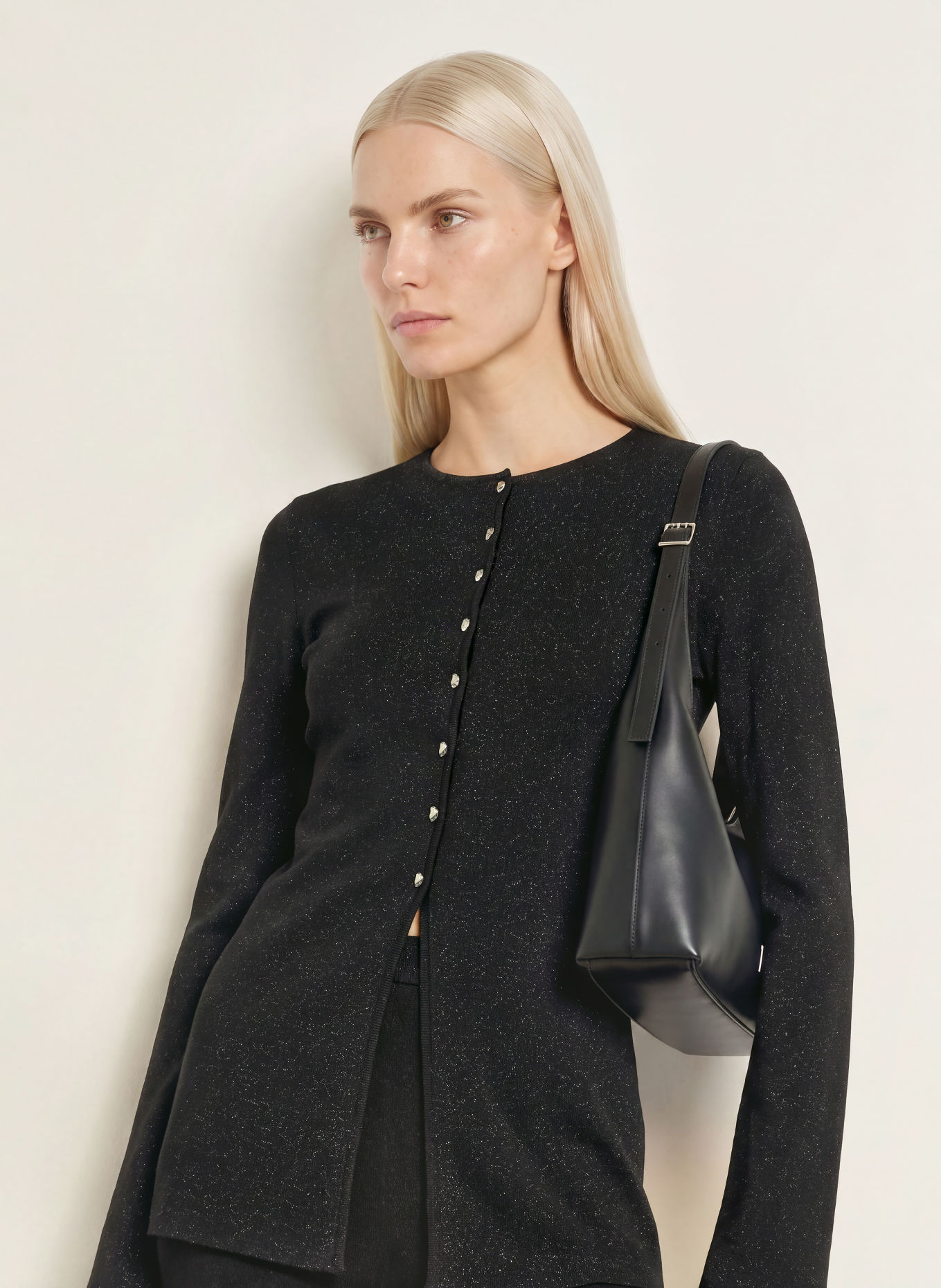 MALINA Strickjacke AZRA mit Glitzergarn: SCHWARZ