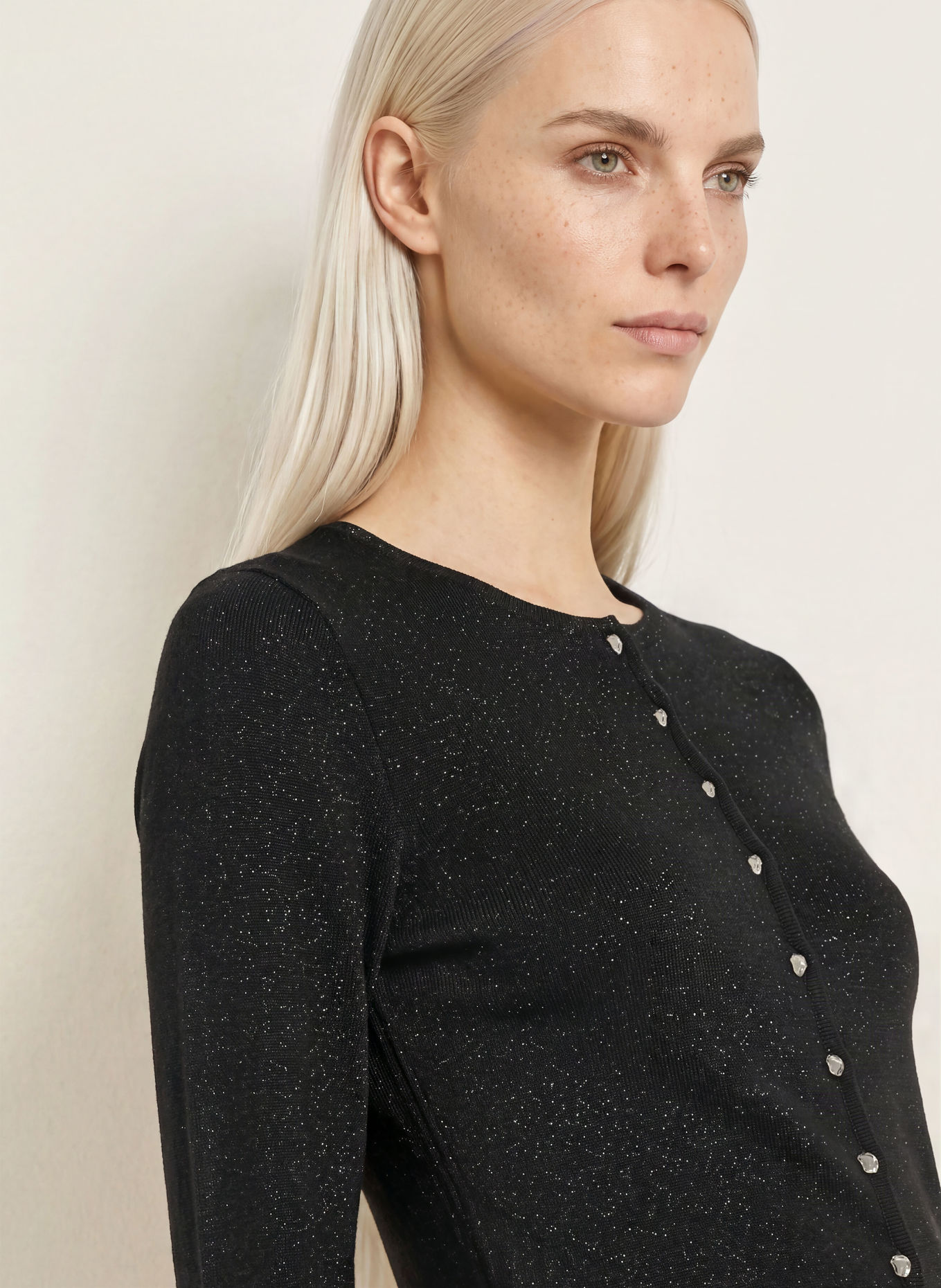 MALINA Strickjacke AZRA mit Glitzergarn: SCHWARZ