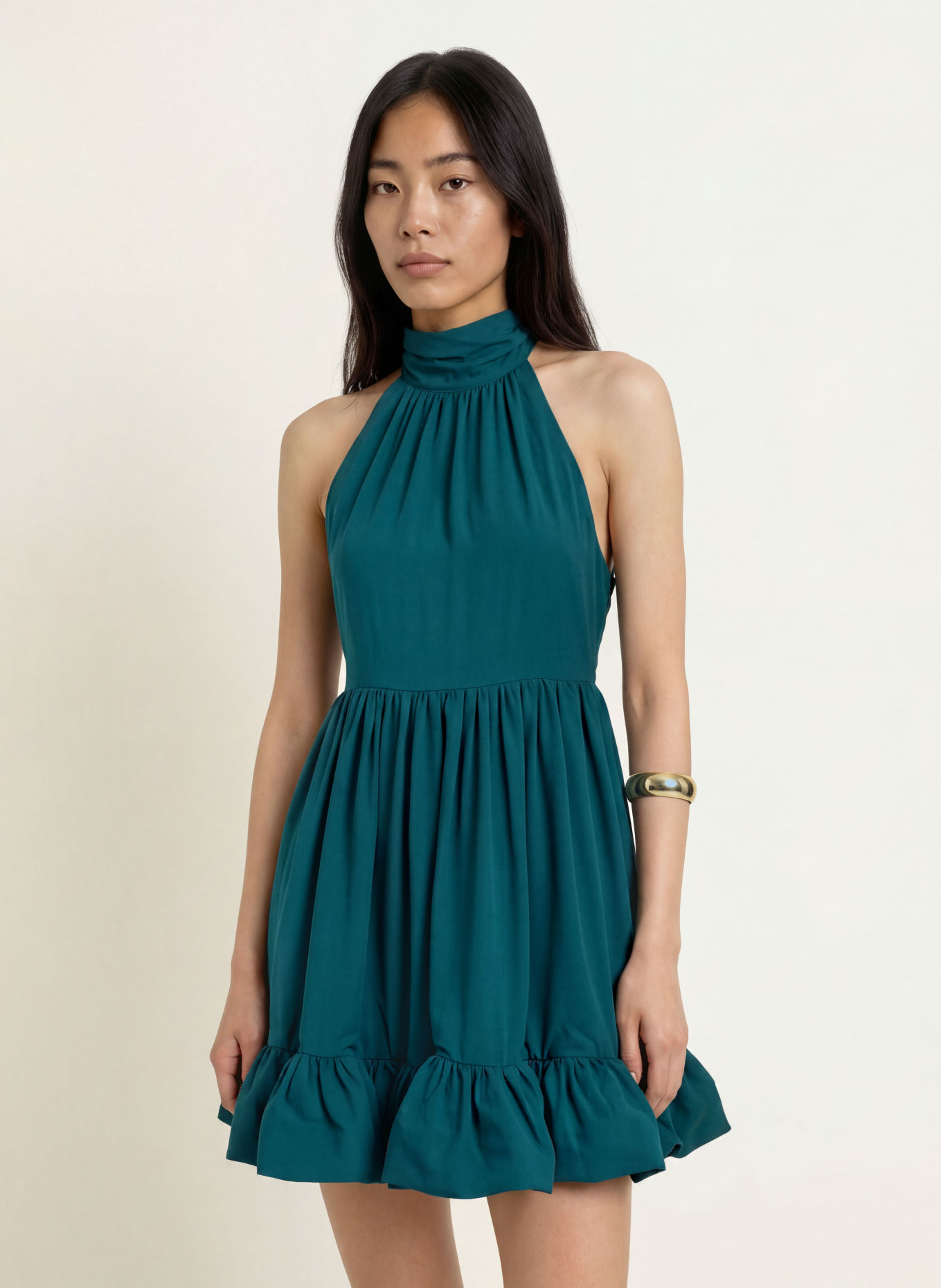 MALINA FERN Cocktail Dress with Flounces: TEAL