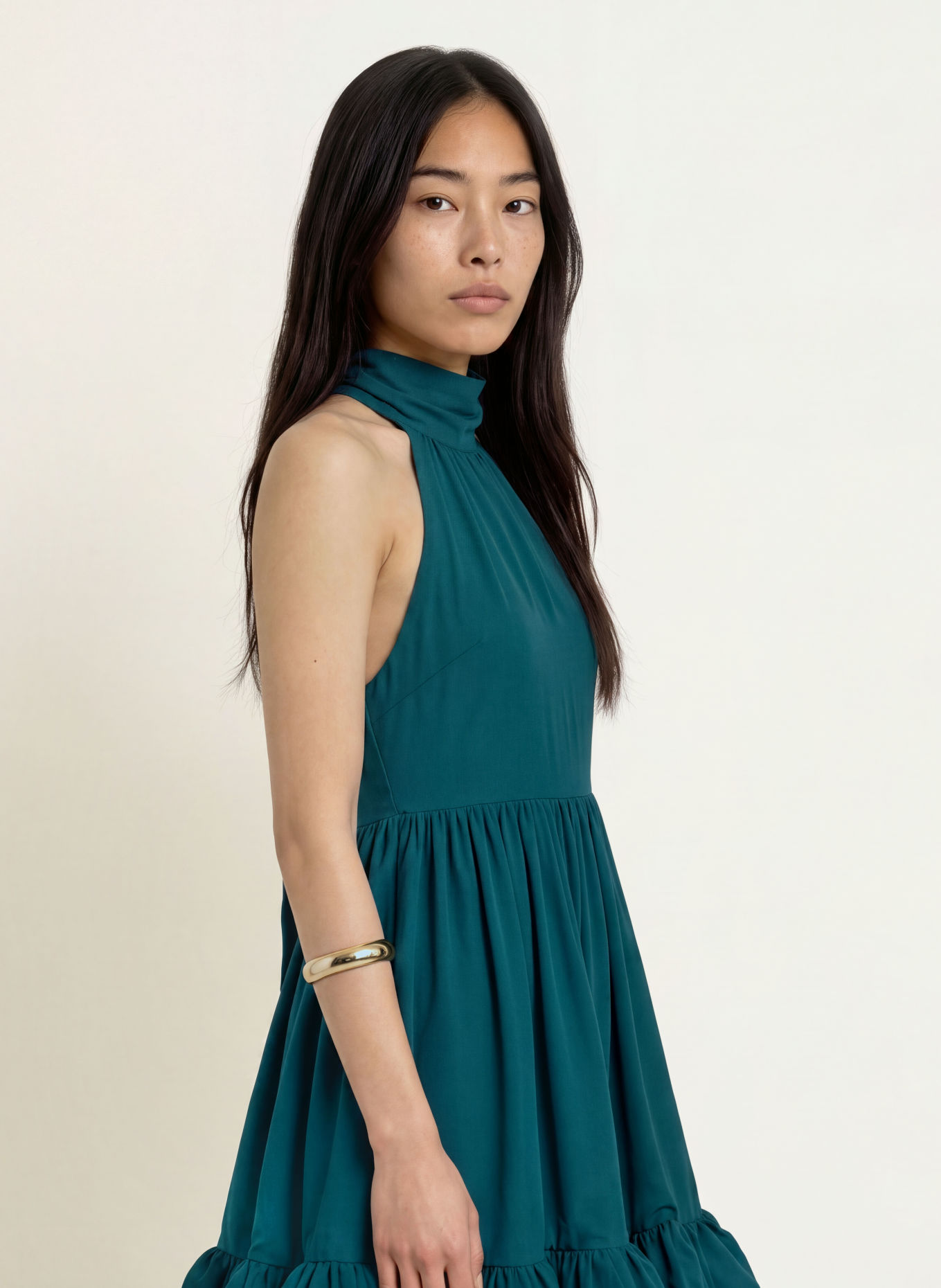 MALINA FERN Cocktail Dress with Flounces: TEAL