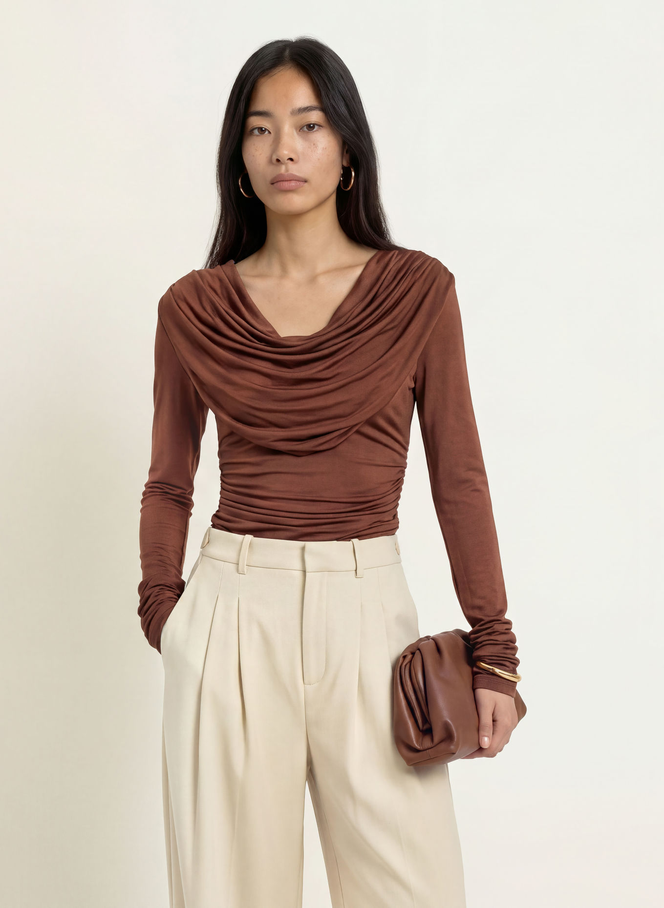 MALINA SINGNE Long-sleeve shirt: DARK BROWN