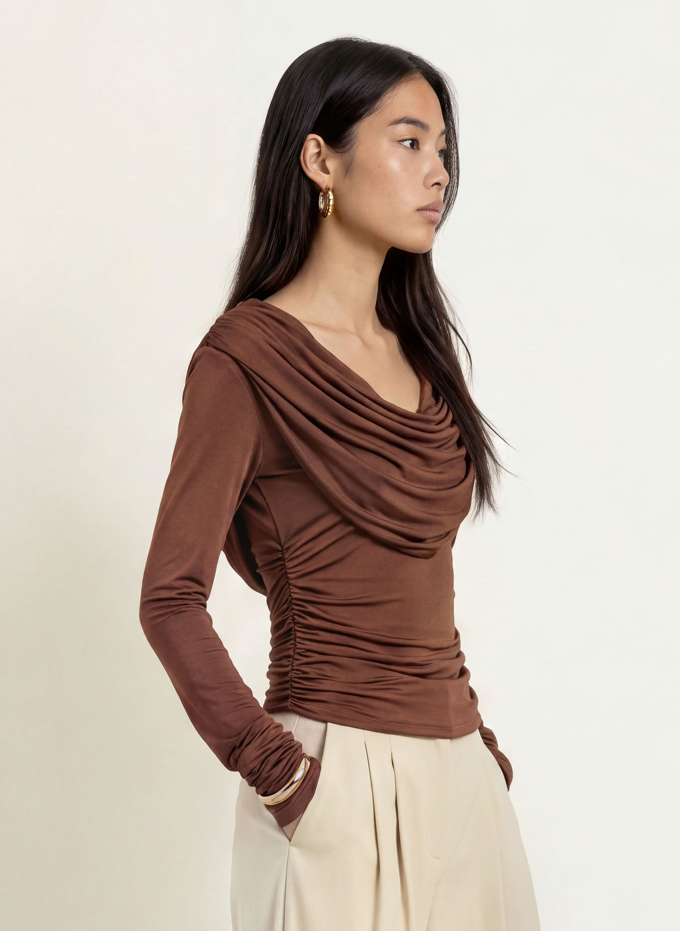 MALINA SINGNE Long-sleeve shirt: DARK BROWN