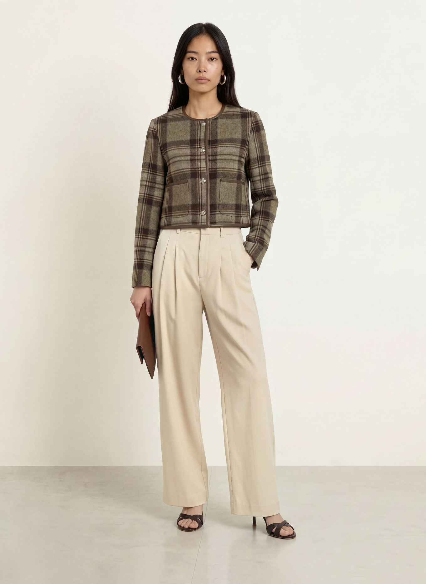 MALINA Kastenjacke NINETTE: GRÜN / CAMEL / DUNKELBRAUN