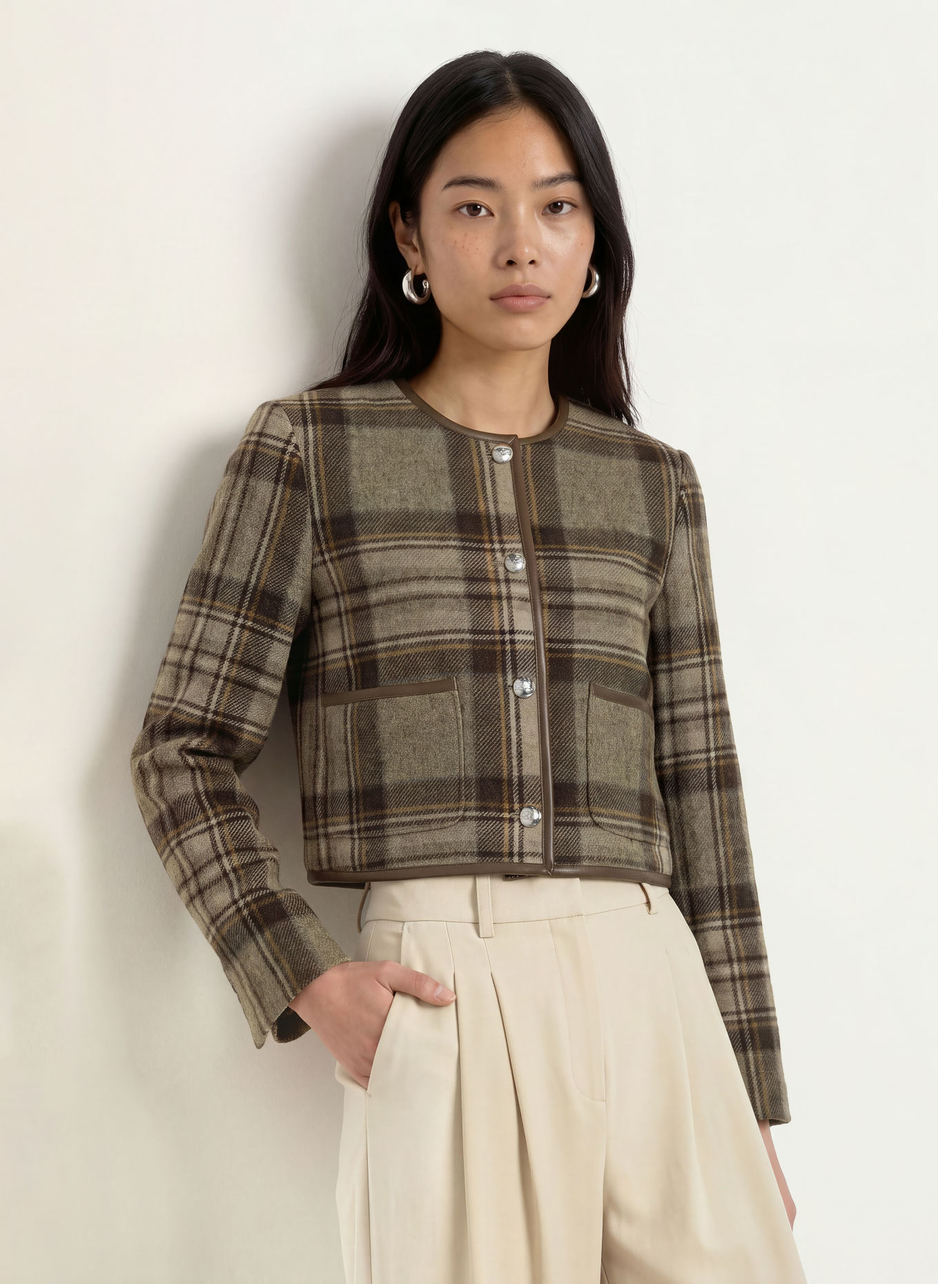MALINA Kastenjacke NINETTE: GRÜN / CAMEL / DUNKELBRAUN