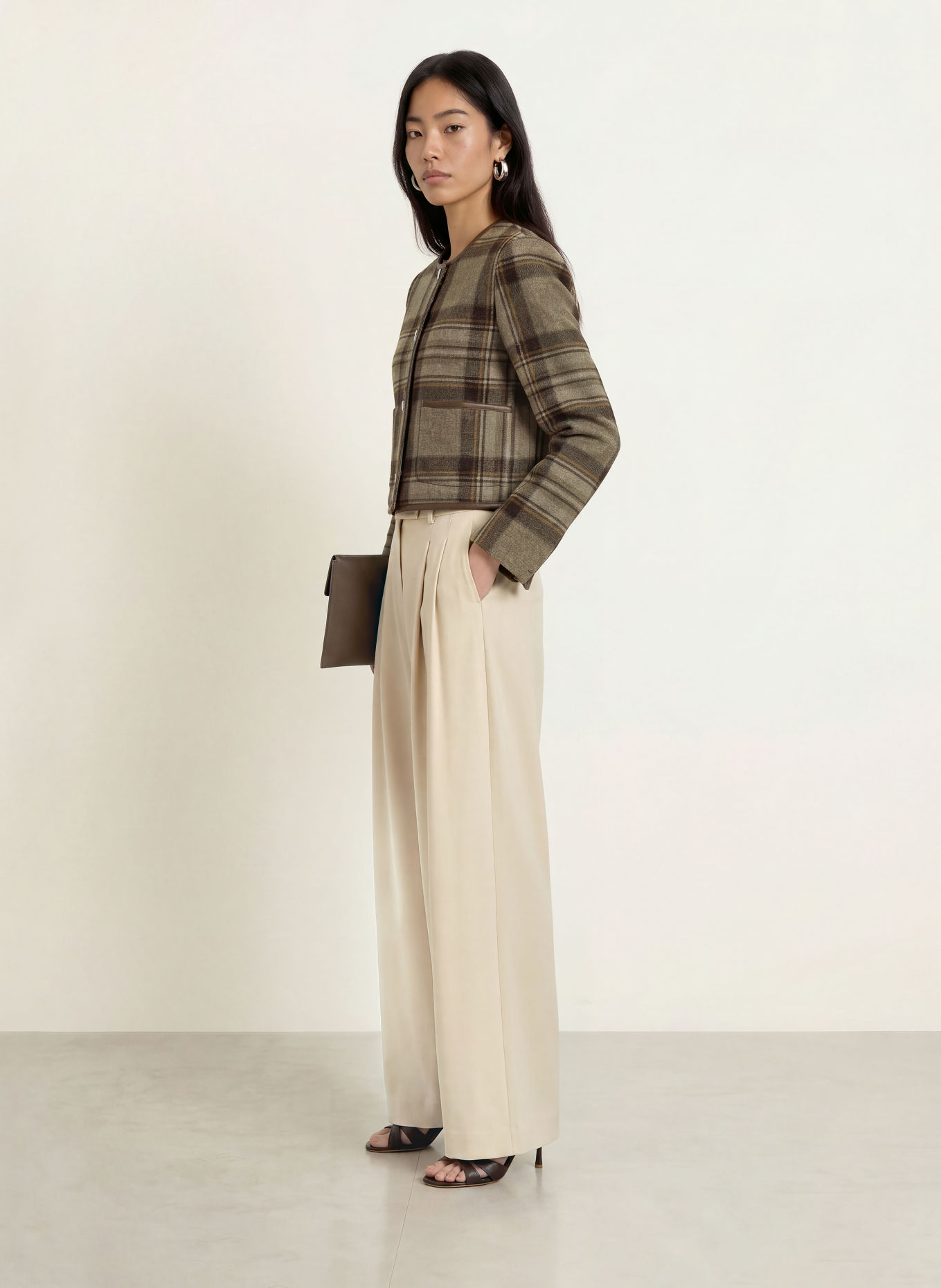MALINA Kastenjacke NINETTE: GRÜN / CAMEL / DUNKELBRAUN