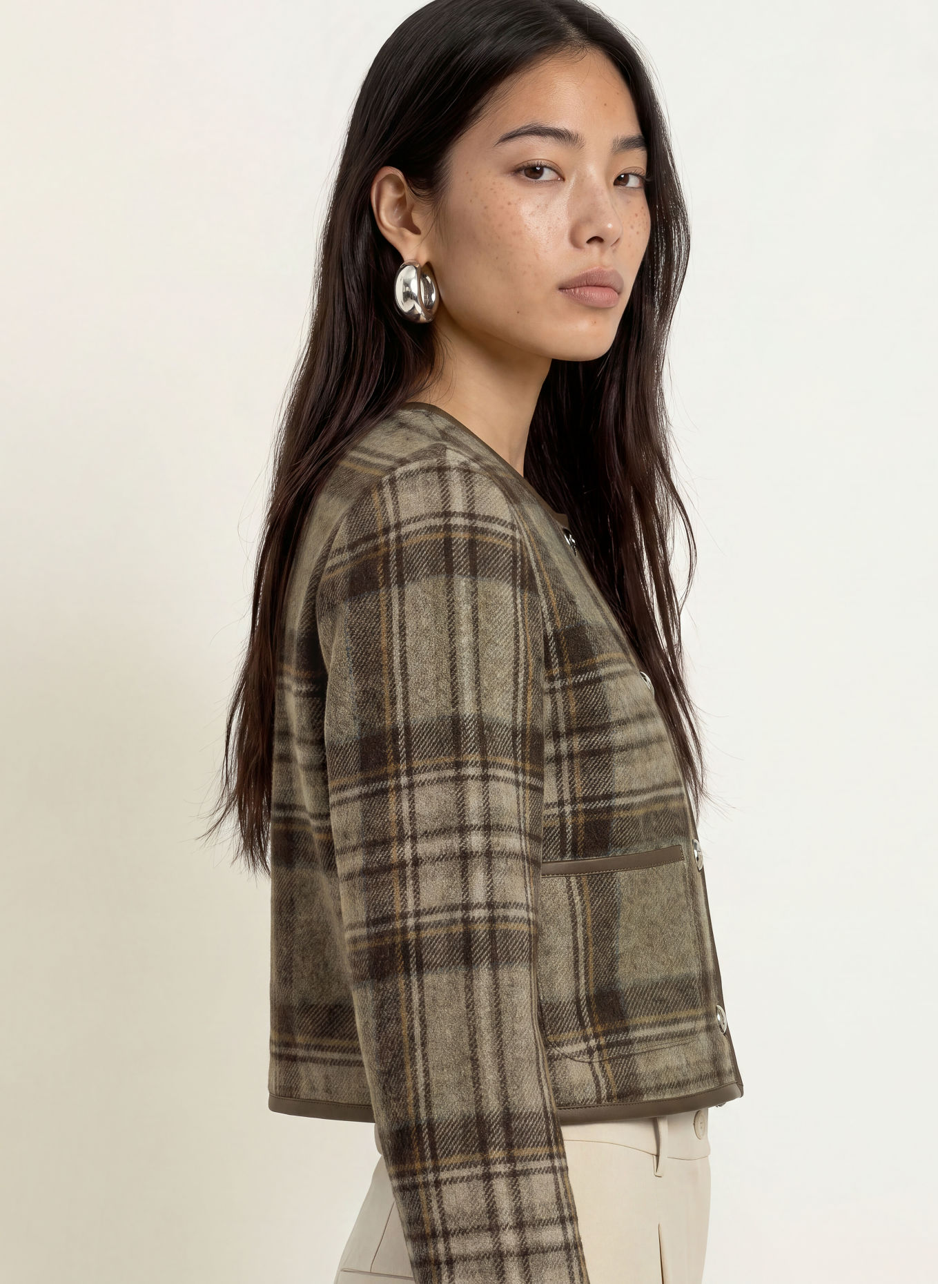 MALINA Kastenjacke NINETTE: GRÜN / CAMEL / DUNKELBRAUN