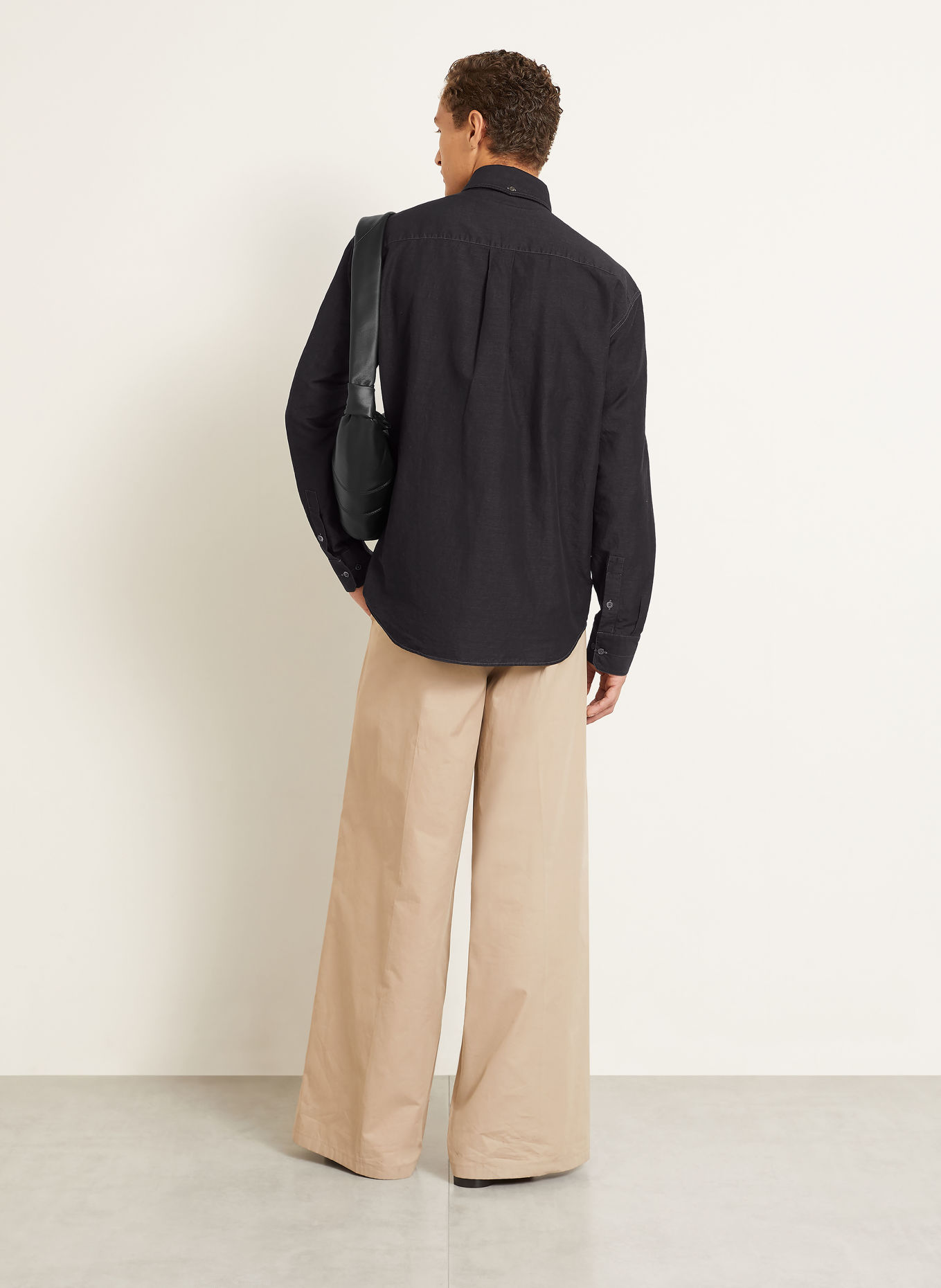 LEMAIRE Comfort Fit Shirt in a Denim Look with Linen: DARK GRAY