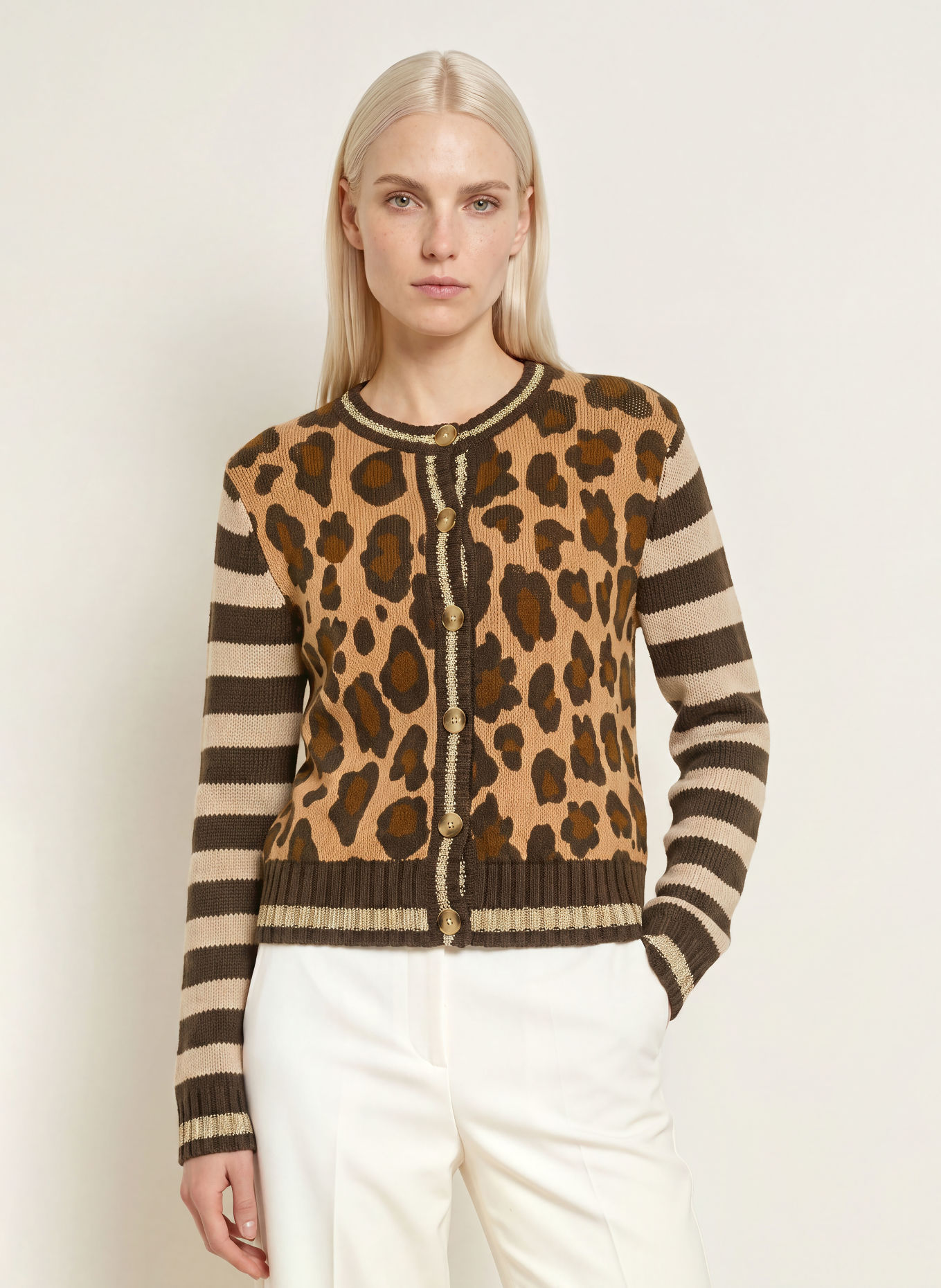 Grace Strickjacke mit Cashmere und Glitzergarn: DUNKELBRAUN / CAMEL / BRAUN