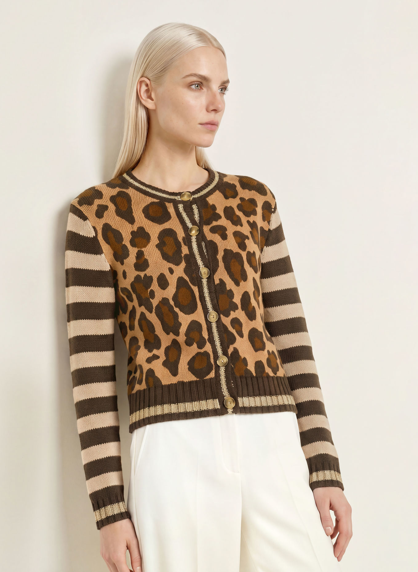 Grace Strickjacke mit Cashmere und Glitzergarn: DUNKELBRAUN / CAMEL / BRAUN