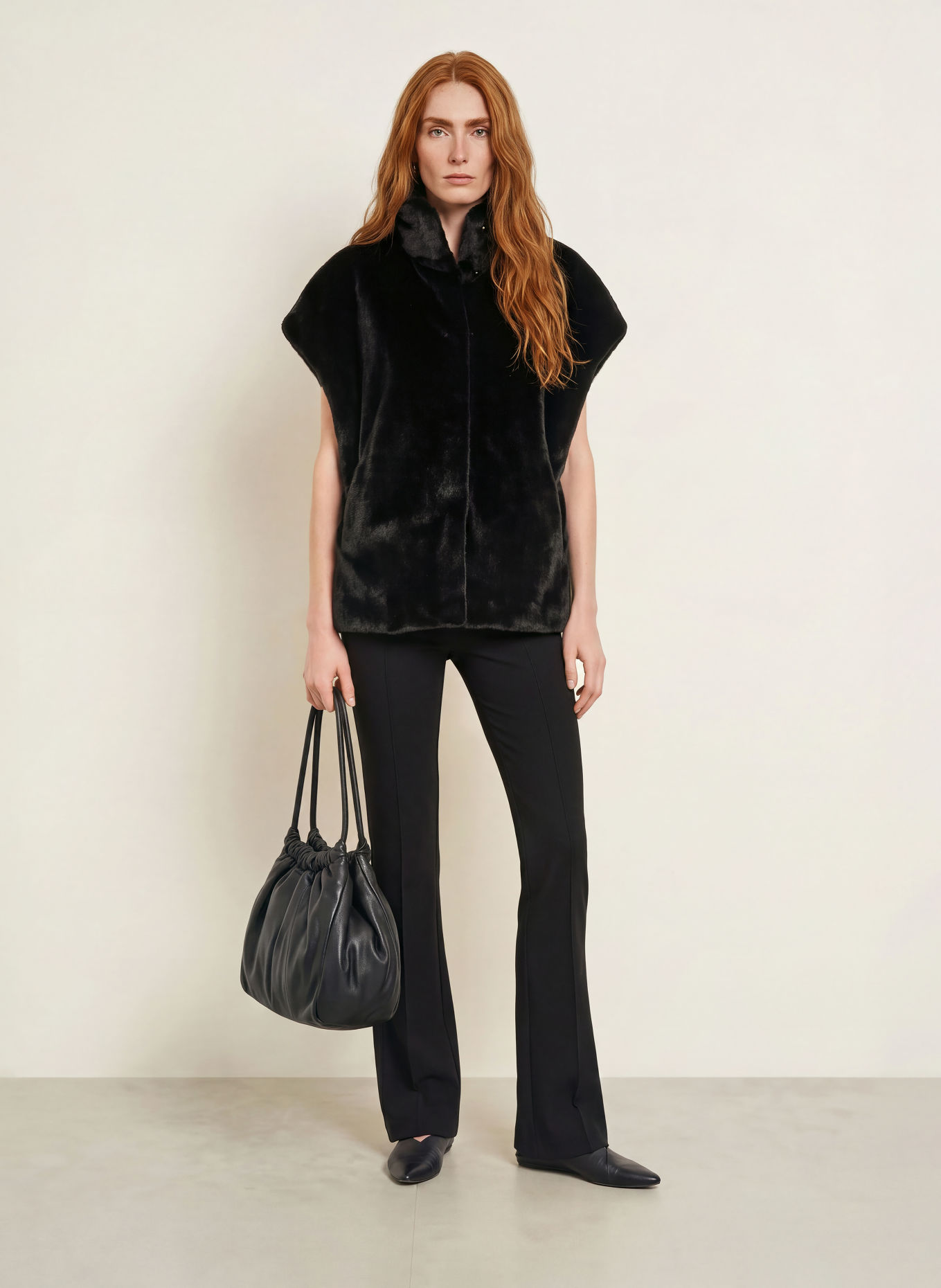Joseph Ribkoff Faux Fur Vest: BLACK