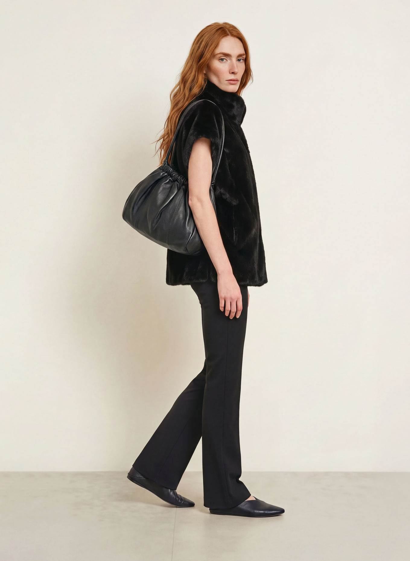 Joseph Ribkoff Faux Fur Vest: BLACK
