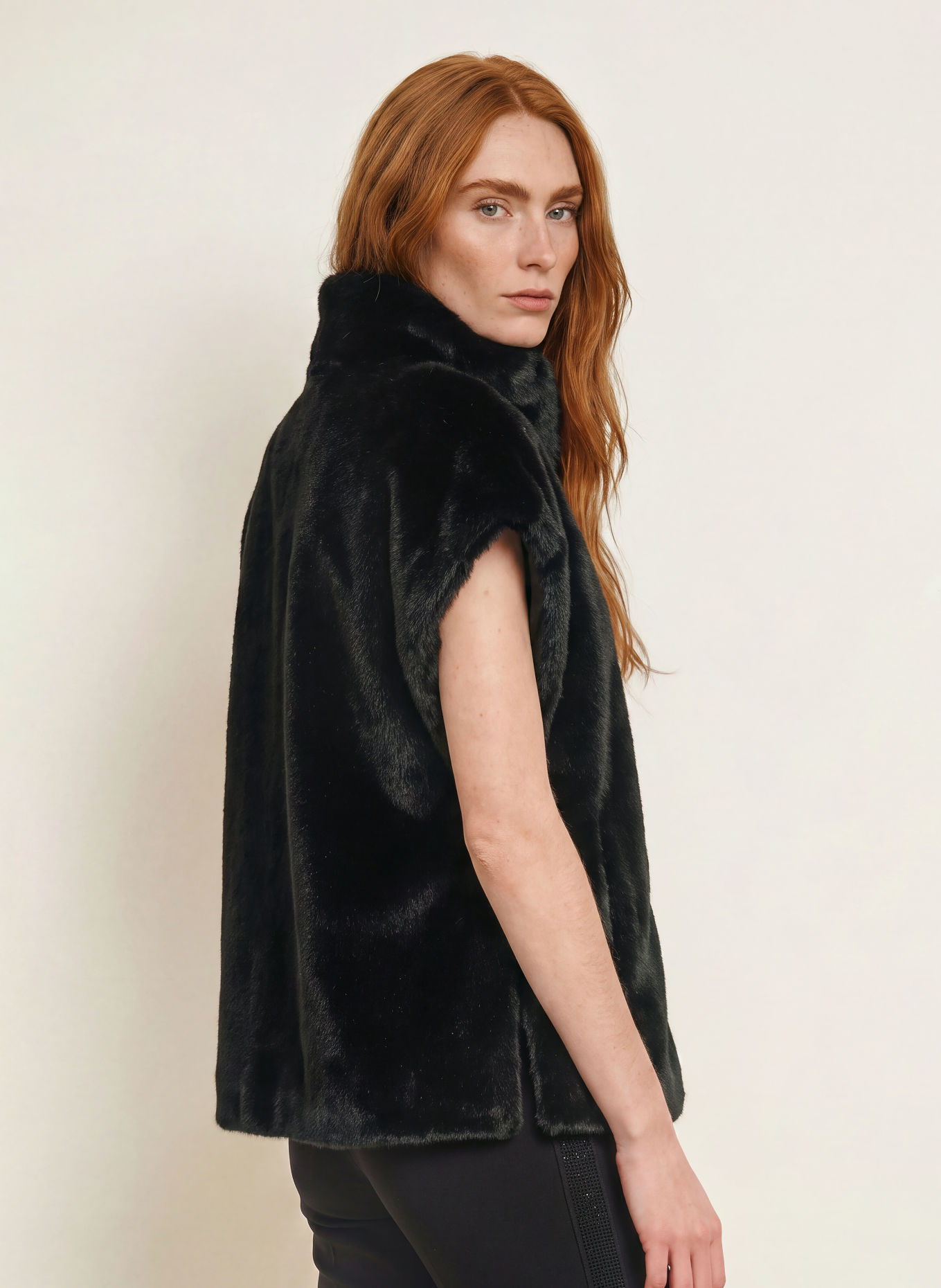 Joseph Ribkoff Faux Fur Vest: BLACK
